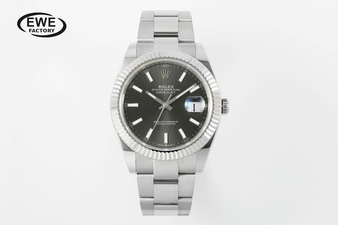 Rolex Datejust Gray Dial Stainless Steel Watch, 41mm, Automatic Movement
