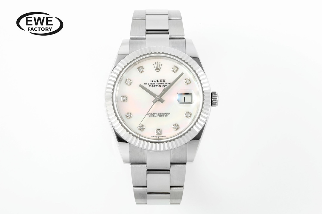 Rolex Datejust Diamond - Set Mother - of - Pearl Dial Stainless Steel Watch, 41mm, Automatic Movement