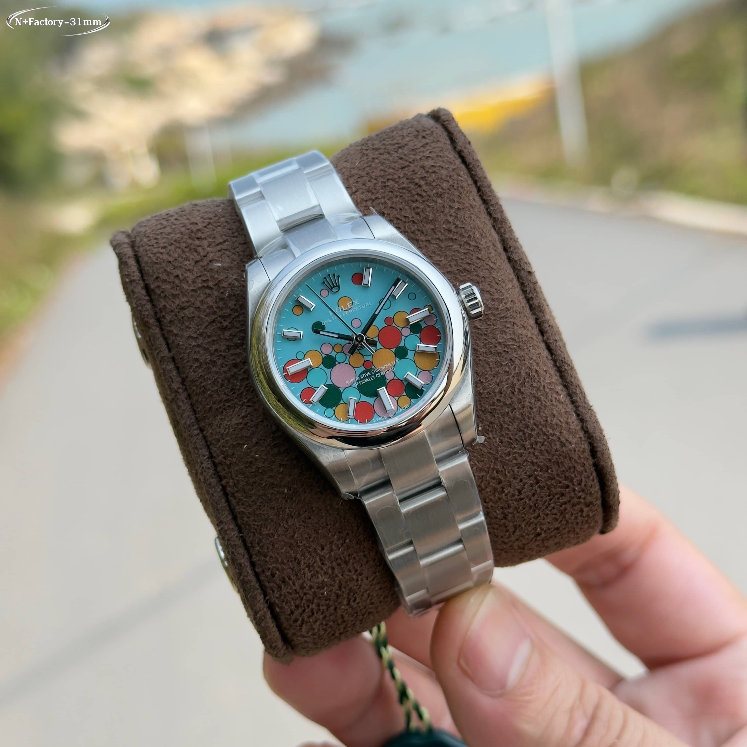 Rolex Oyster Perpetual Color Bubble Dial Stainless Steel Watch, 31mm, Automatic Movement