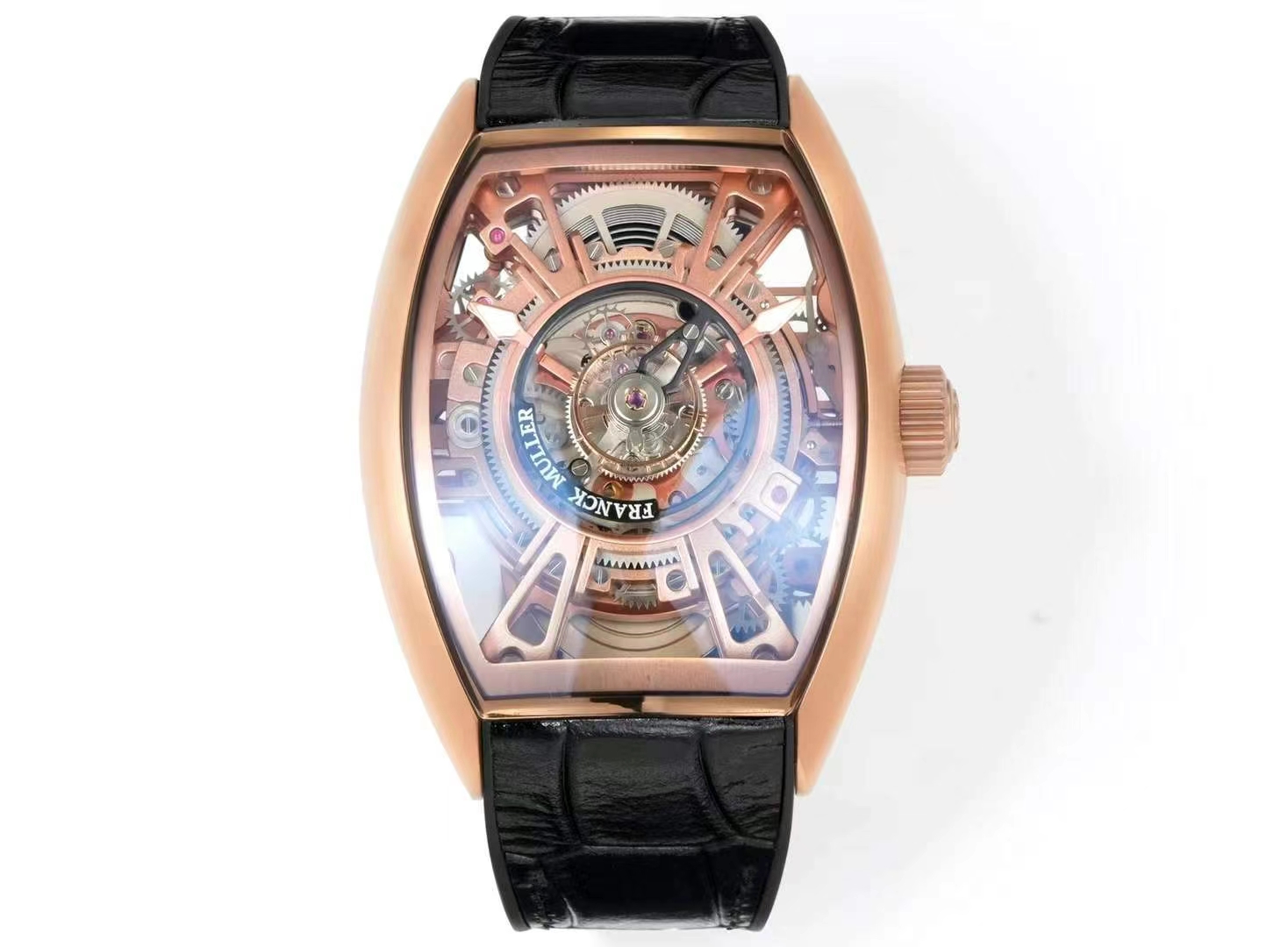 Franck Muller Cintree Curvex Skeleton Tourbillon 18K Rose Gold Watch, 45×35mm, Tourbillon Movement