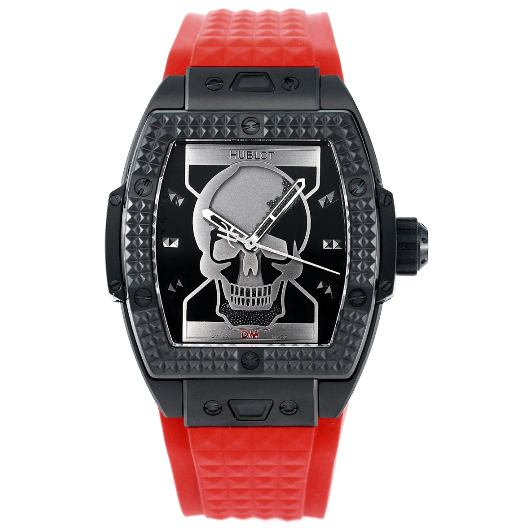 Hublot Spirit of Big Bang Depeche Mode Limited - Edition Skull Dial Red Rubber Strap Watch, 42mm, Automatic Movement