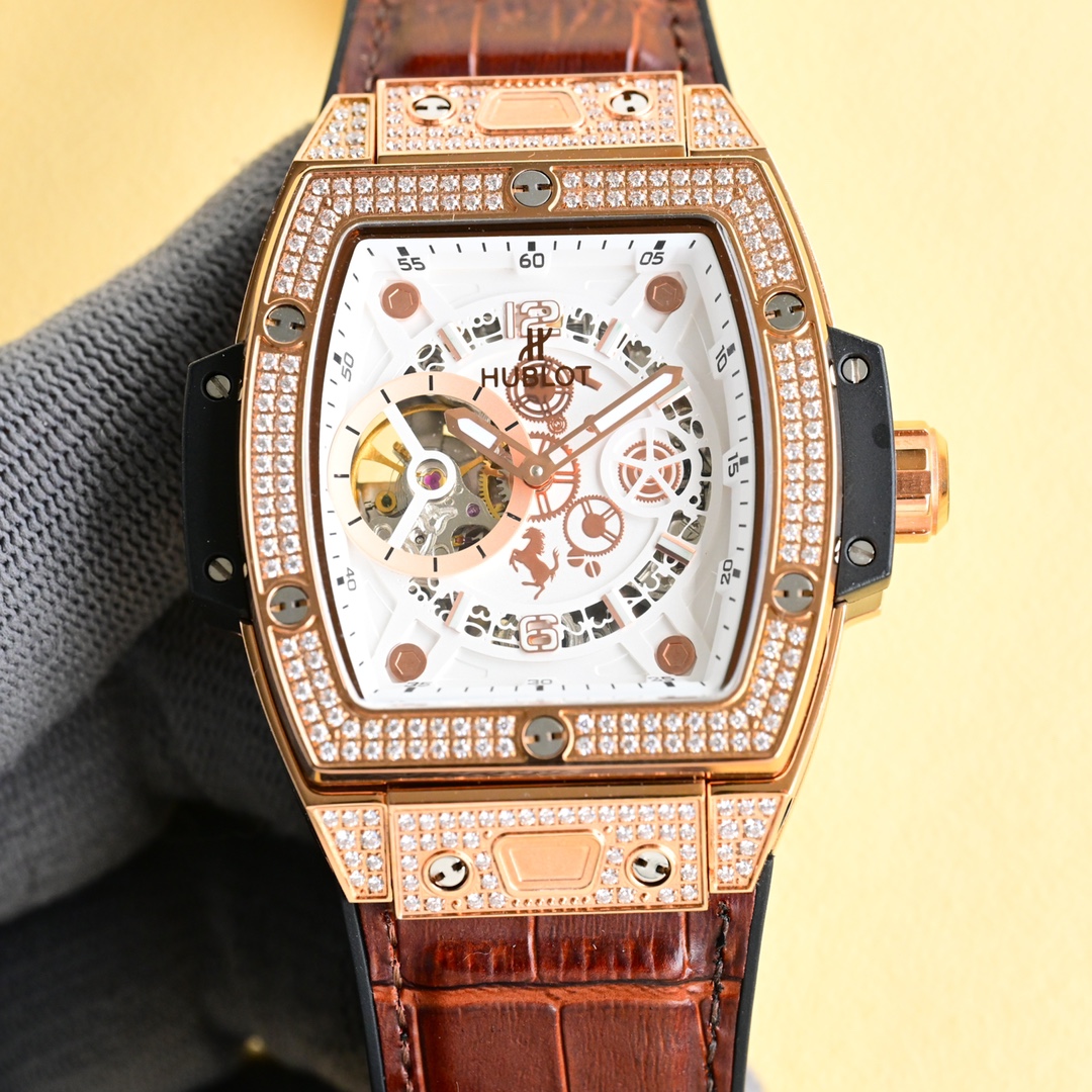 Hublot Spirit of Big Bang Skeleton Dial Diamond - Set Square Watch, 42mm, Automatic Movement