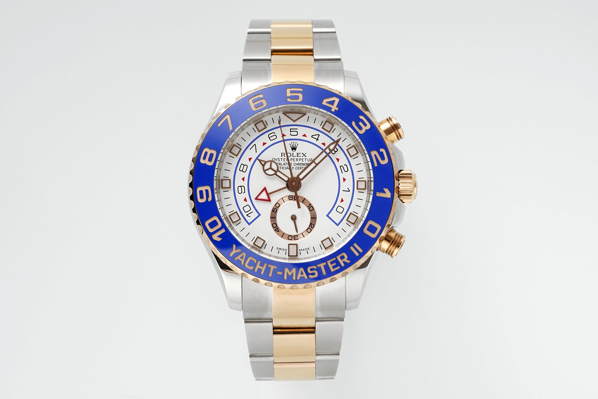 Rolex Yacht-Master II White Dial Blue Cerachrom Bezel Two - Tone Gold & Steel Watch, 44mm, Calibre 4161 Movement