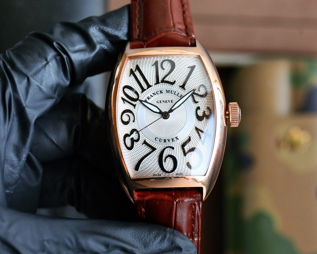 Franck Muller Curvex 39mm Silver - Textured Dial 18K Rose Gold Watch, Calibre FM 8000