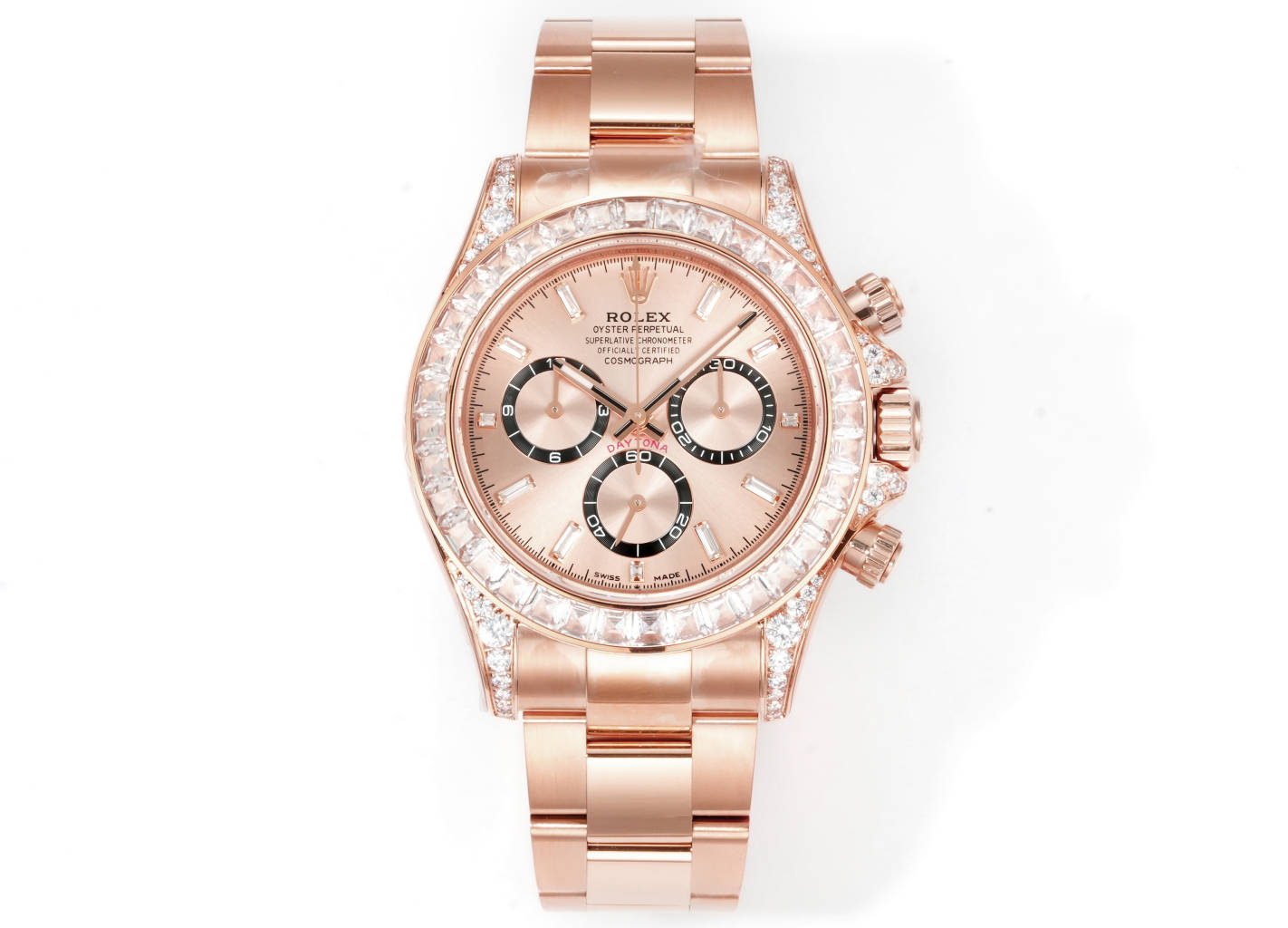 Rolex Cosmograph Daytona 40mm Diamond - Set 18K Rose Gold Watch, Calibre 4130
