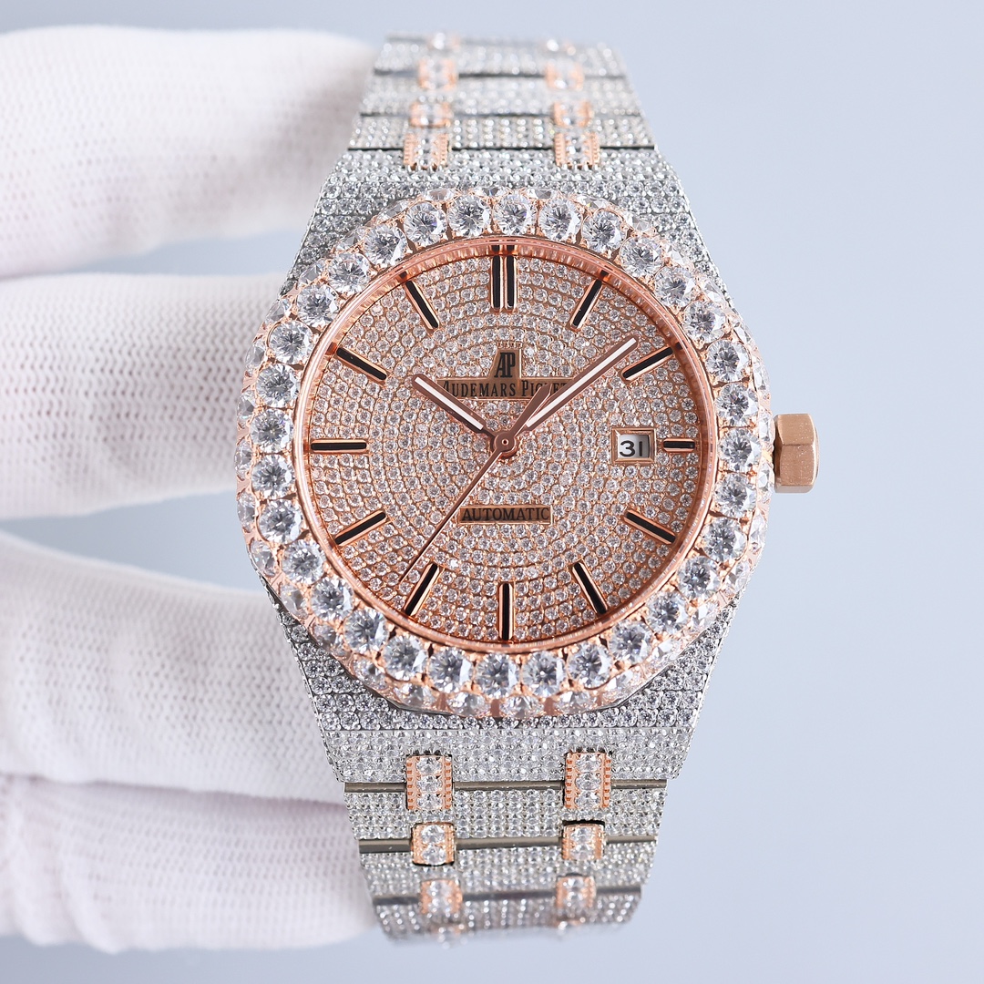 Audemars Piguet Royal Oak 41mm Moissanite Diamond Watch, Calibre 4302