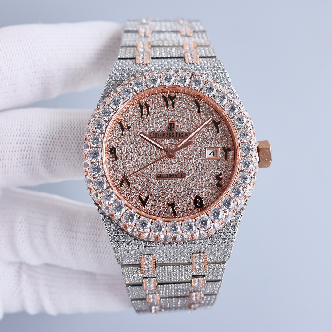 Audemars Piguet Royal Oak 41mm Moissanite Diamond Watch, Calibre 4302