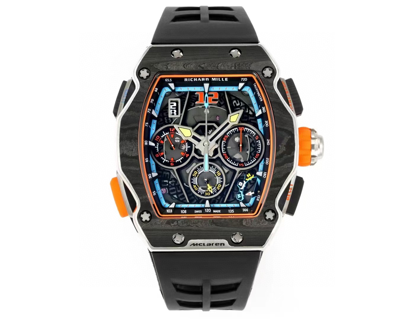 Richard Mille RM 65-01 McLaren Chronograph Watch (Carbon TPT Case, Black Rubber Strap)