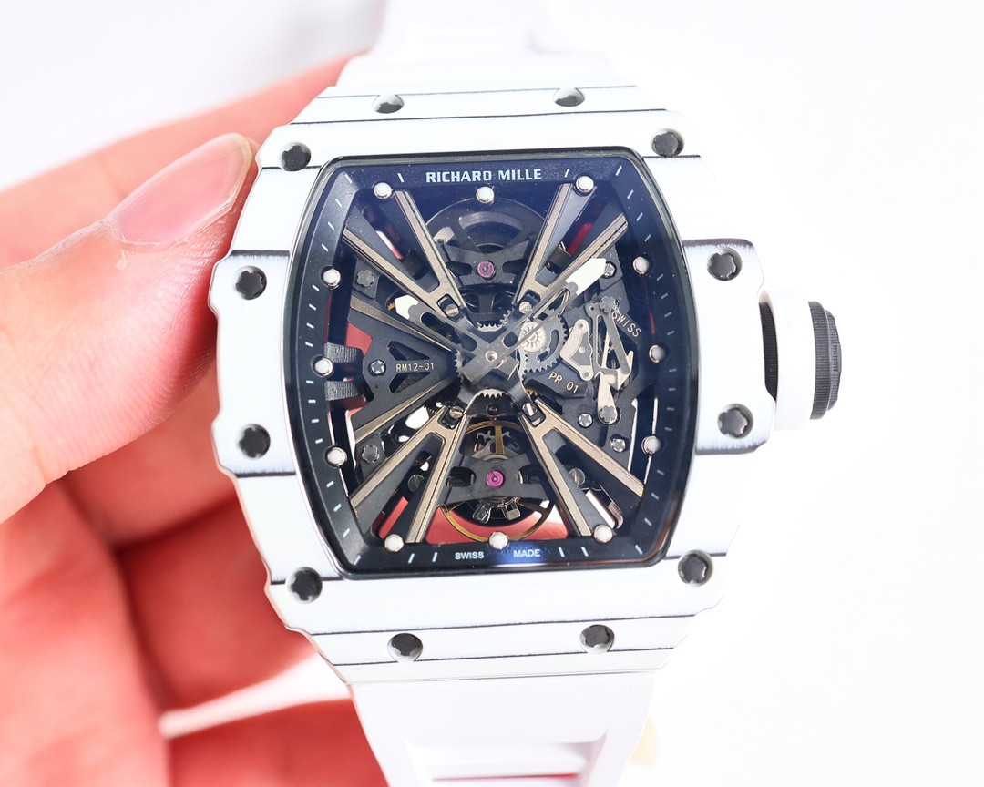 Richard Mille RM 12-01 Tourbillon Watch (White Ceramic Case, White Rubber Strap, Limited Edition 05/18)
