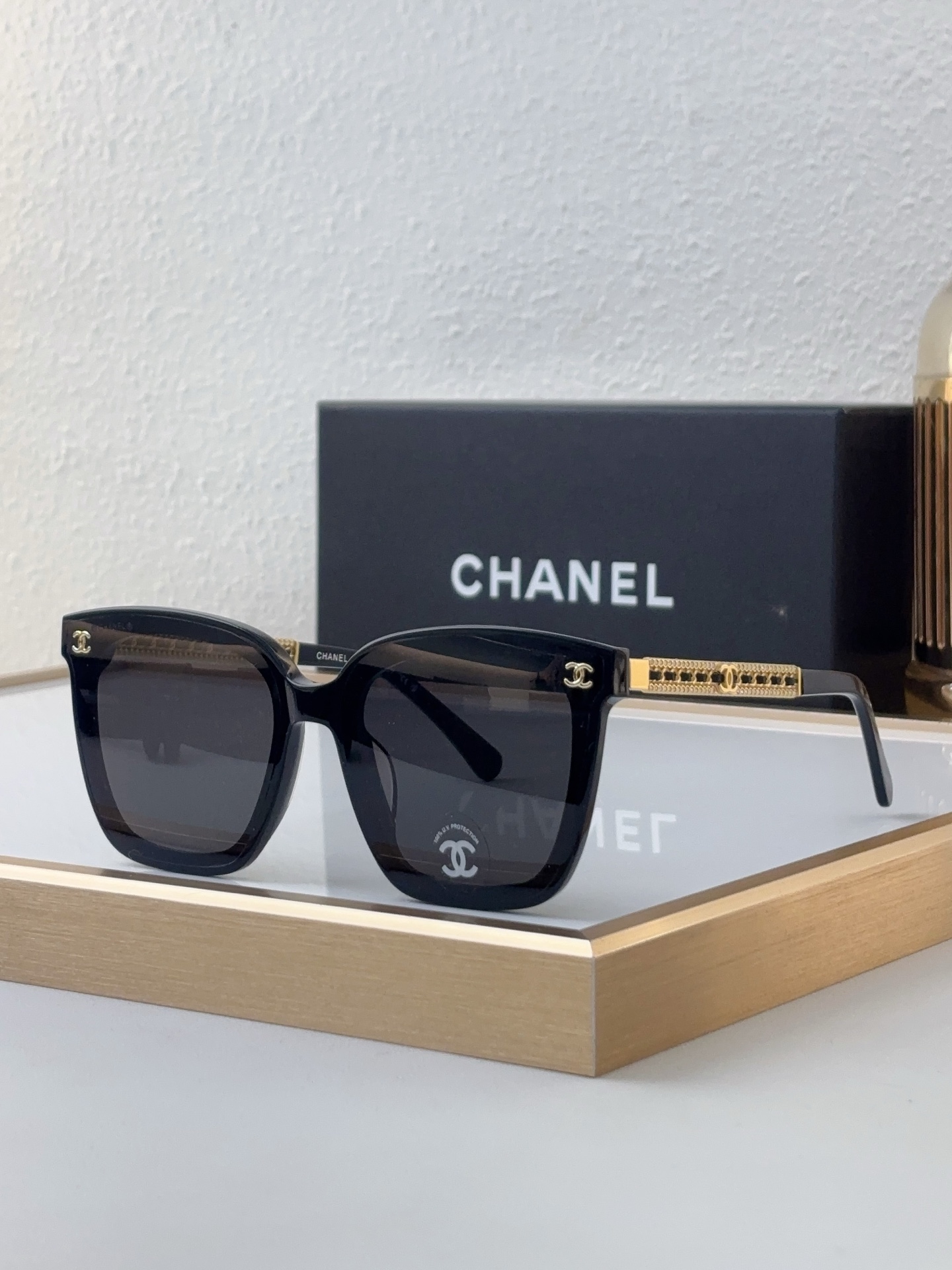 Chanel Square Sunglasses with Gold - Chain & CC Accents (Model: CH5509)