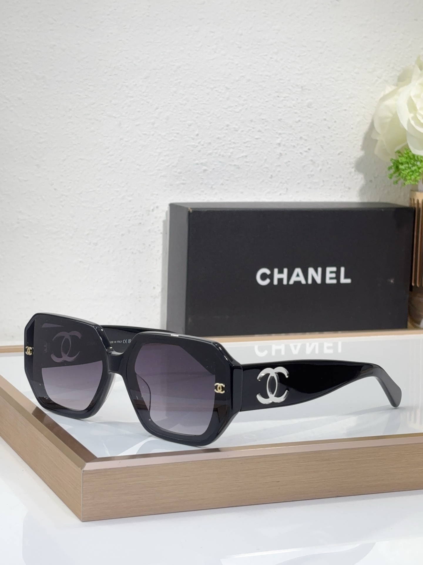 Chanel Octagonal Sunglasses with Green Acetate & Silver CC Accents (Model: CH5503)