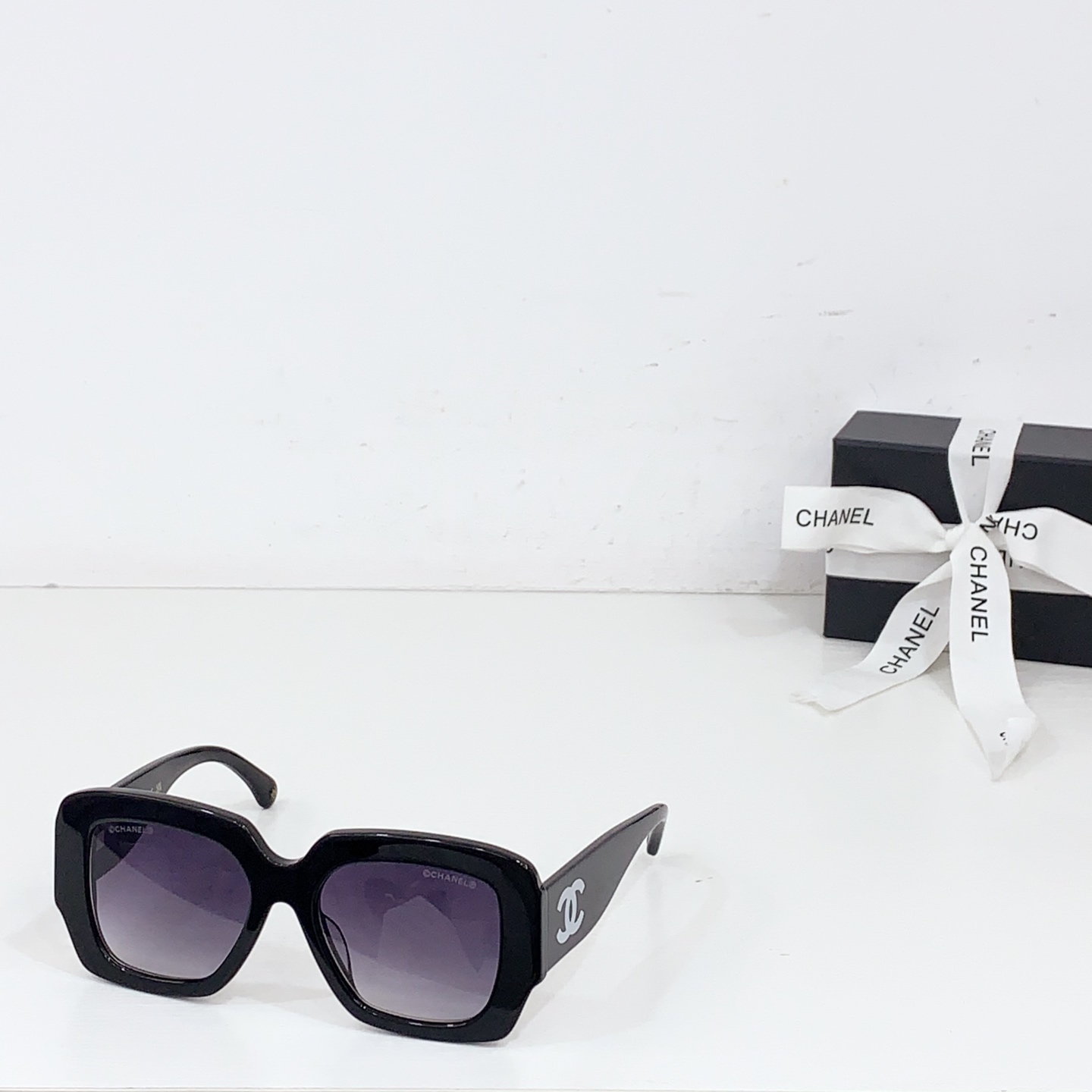 Chanel Square Two - Tone Acetate Sunglasses with Blue CC Accents (Model: CH5494)