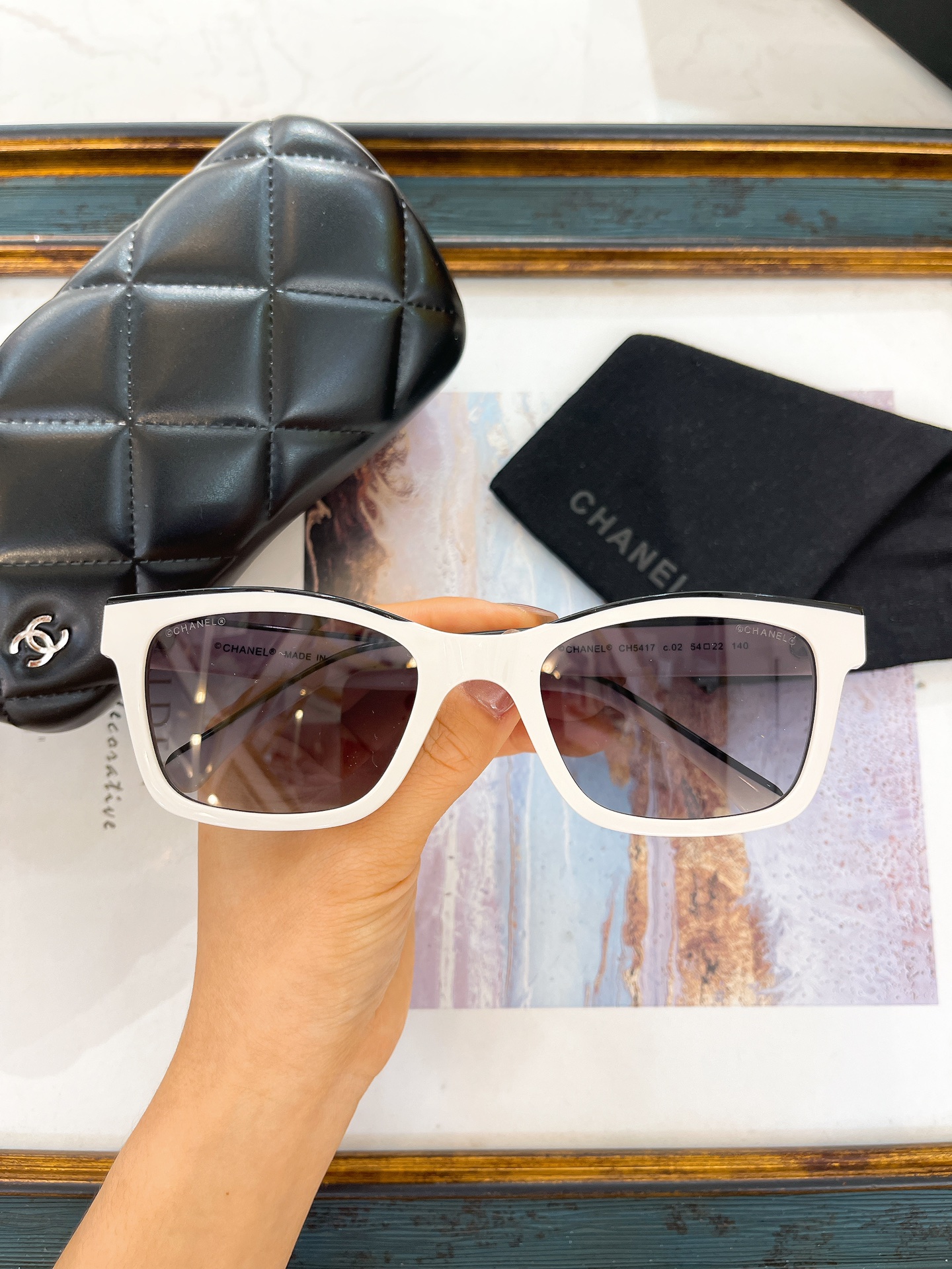 Chanel White Acetate Square Sunglasses (Model: CH4617)