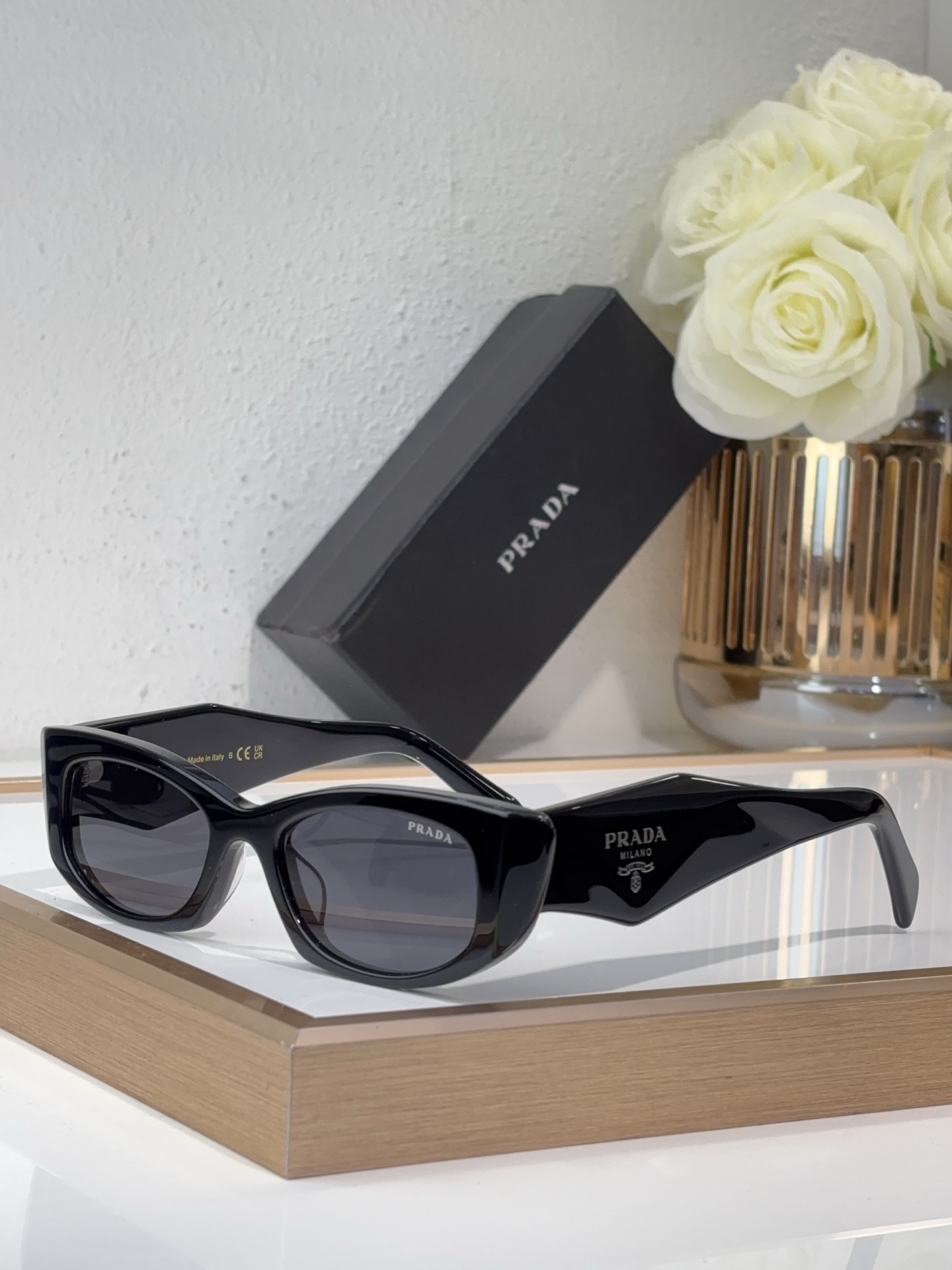 Prada Black Acetate Cat - Eye Sunglasses (Model: PR14269S)