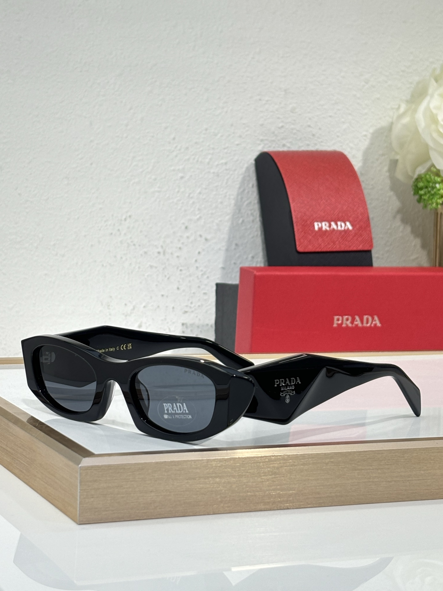 Prada Black Acetate Cat - Eye Sunglasses (Model: PR11903S)