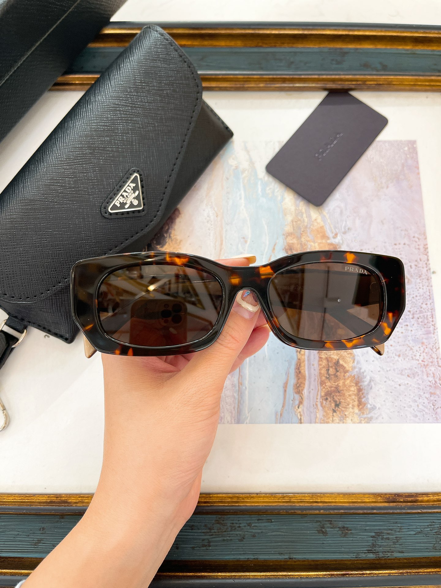 Prada Black Acetate Rectangular Sunglasses (Model: PR11236S)