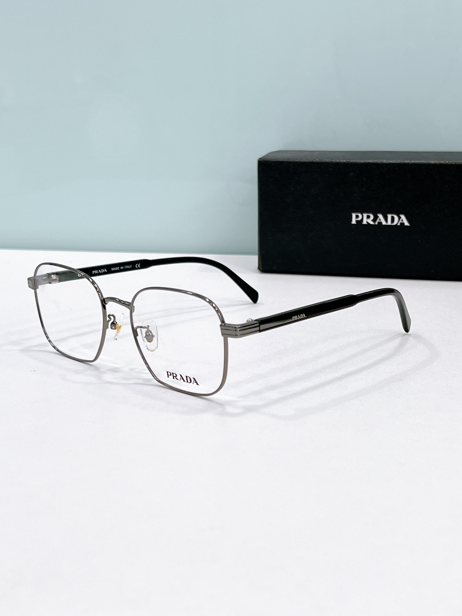 Prada Gunmetal - Tone Metal Square Optical Glasses (Model: PR9903O)
