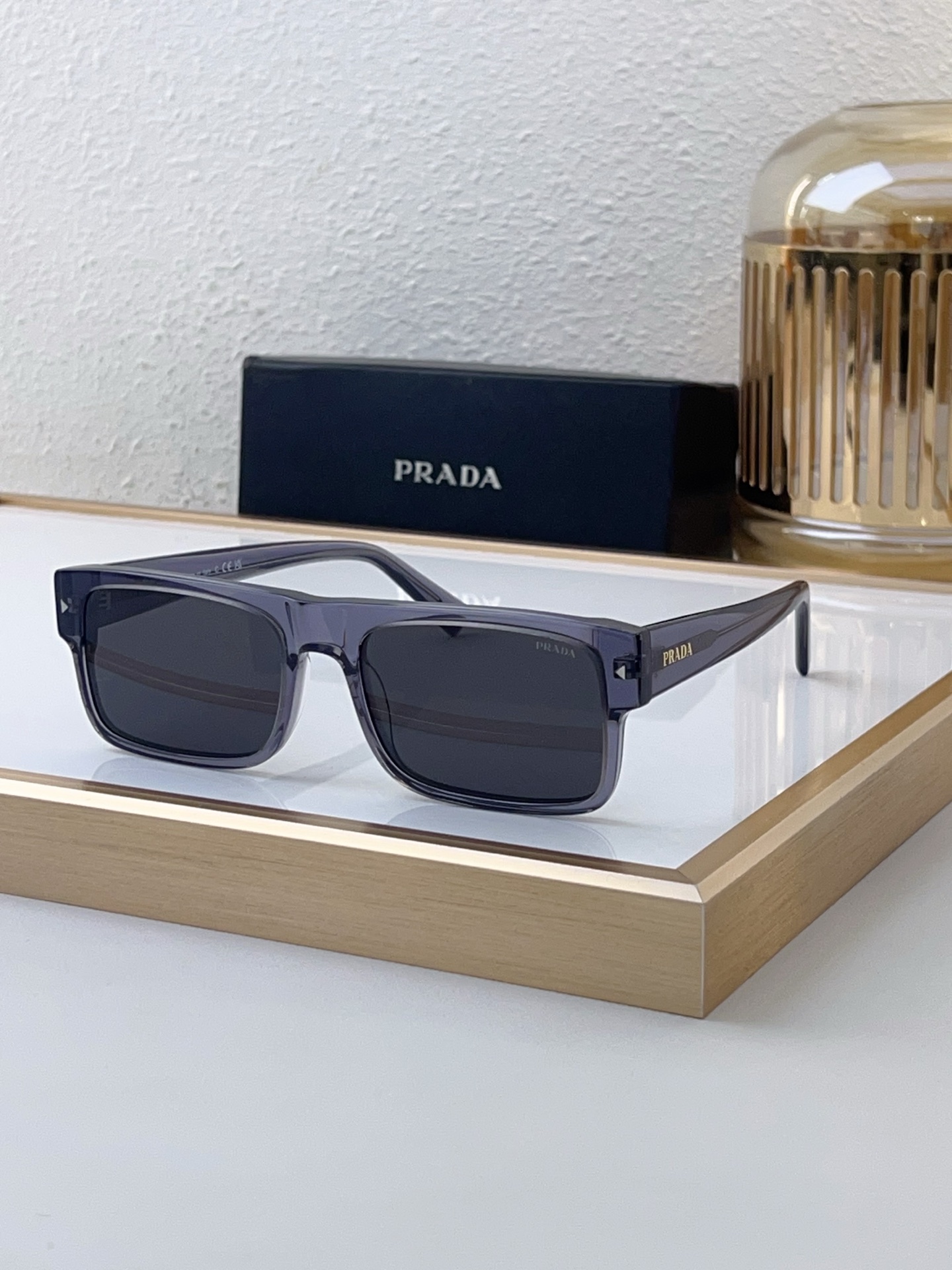 Prada Transparent Gray Acetate Square Sunglasses (Model: PR8347S)