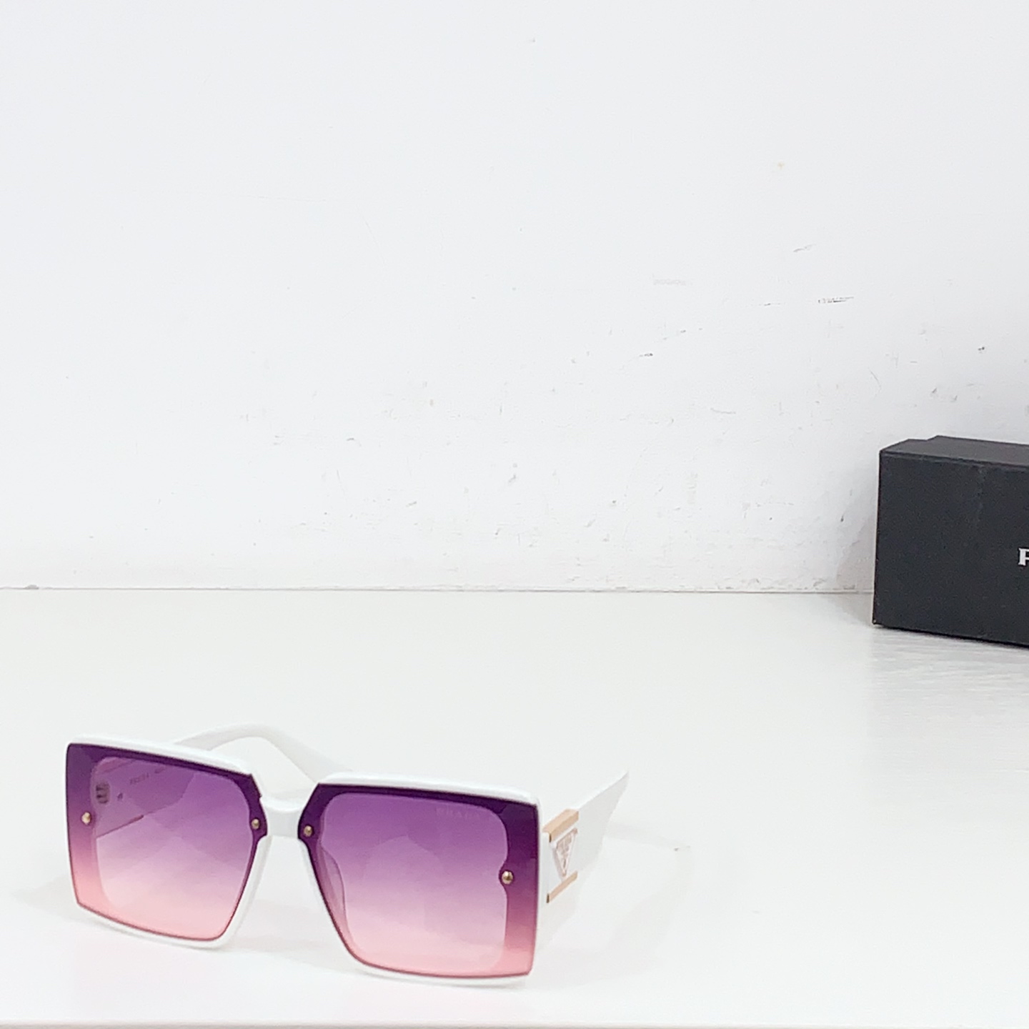 Prada White Acetate Square Sunglasses with Purple - Gradient Lenses (Model: PR5670S)