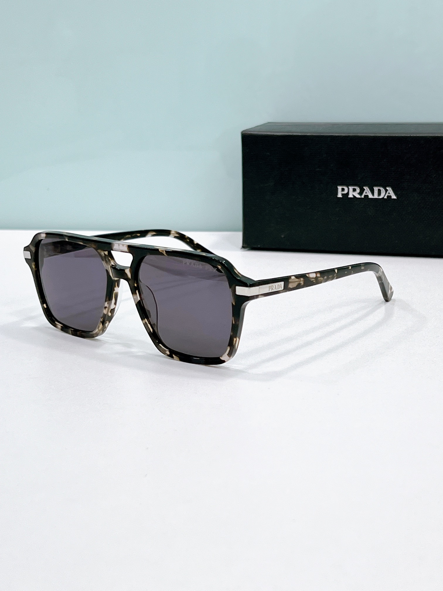 Prada Marbled Acetate Square Aviator Sunglasses (Model: PR2903S)
