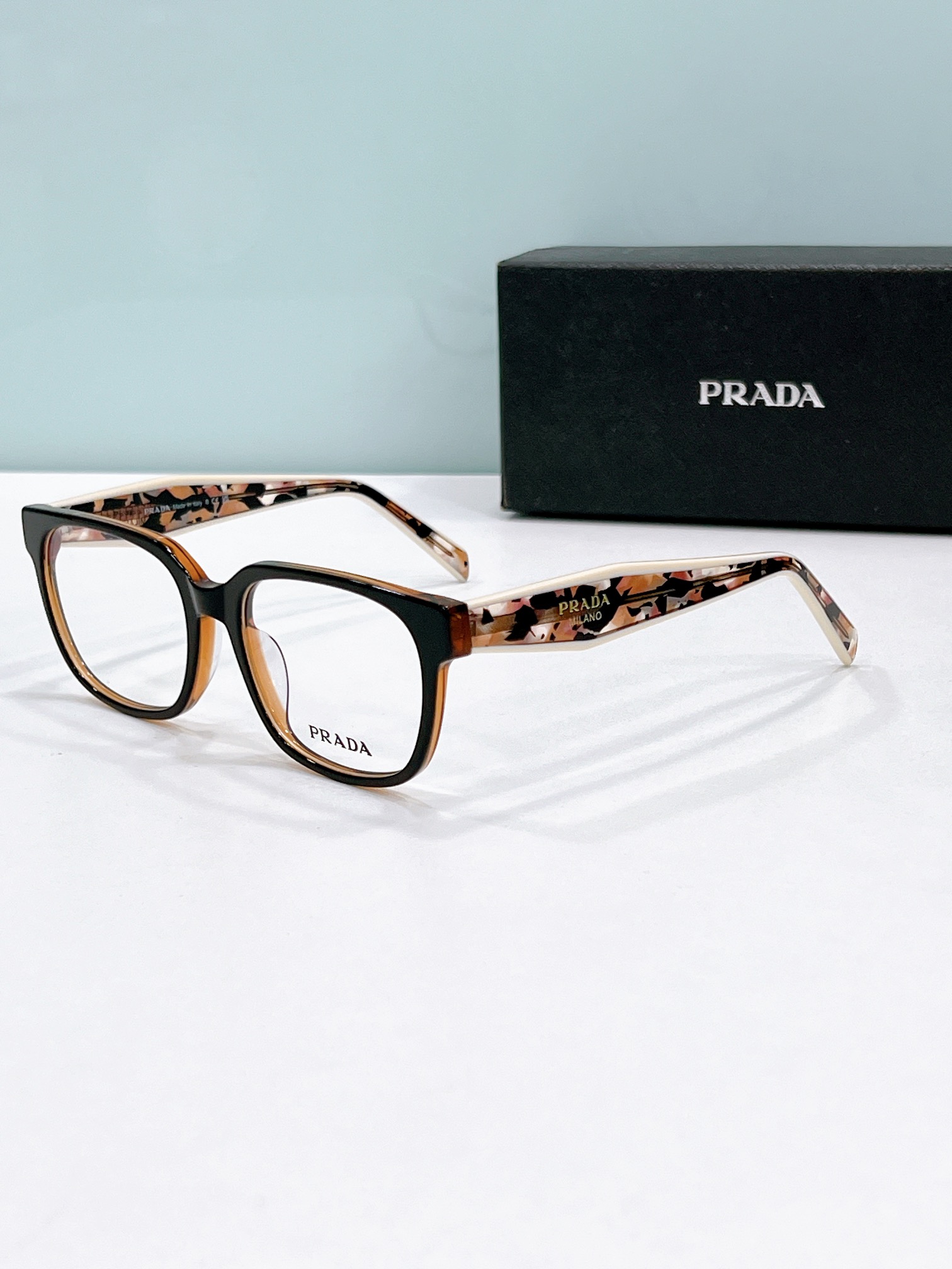 Prada Floral - Accent Two - Tone Acetate Square Optical Glasses (Model: PR2347O)