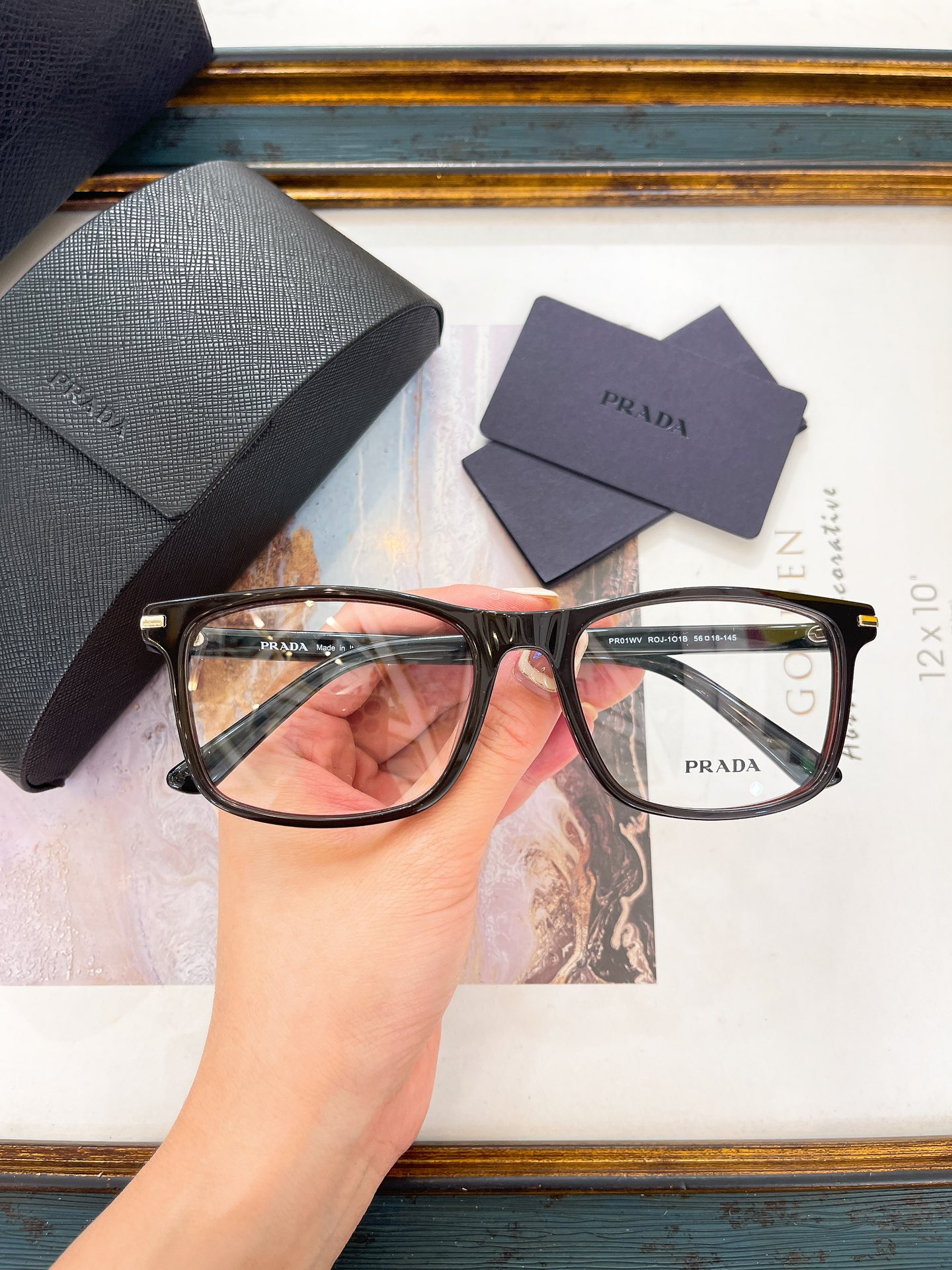 Prada Acetate Square Optical Glasses (Model: PR01WV)