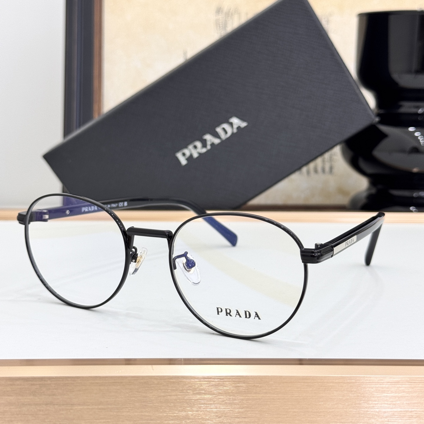 Prada Black Metal Round Optical Glasses (Model: PR5678O)