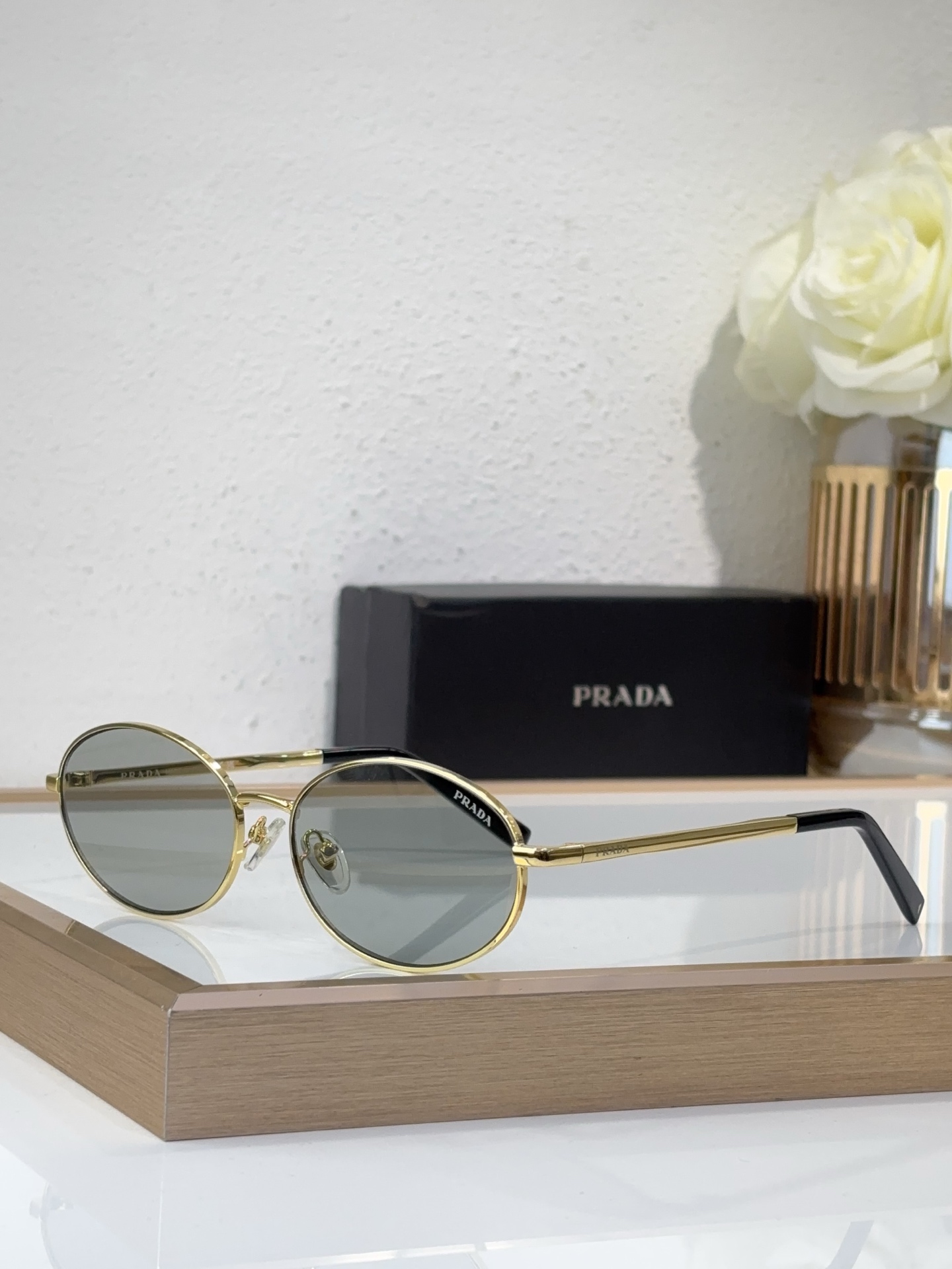 Prada Gold - Tone Metal Oval Sunglasses (Model: PR7788S)