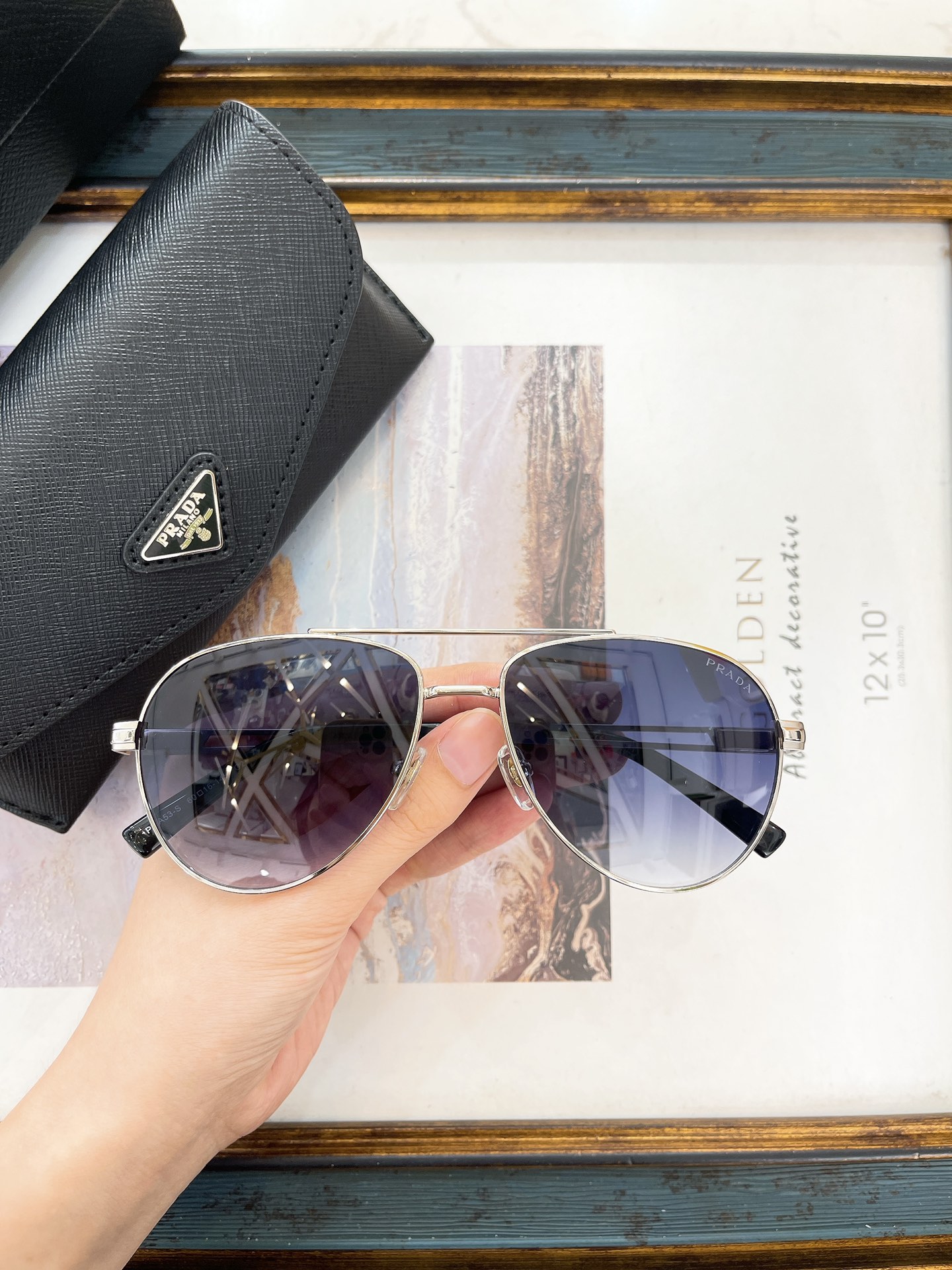 Prada Silver - Tone Metal Aviator Sunglasses (Model: PR 77XS)