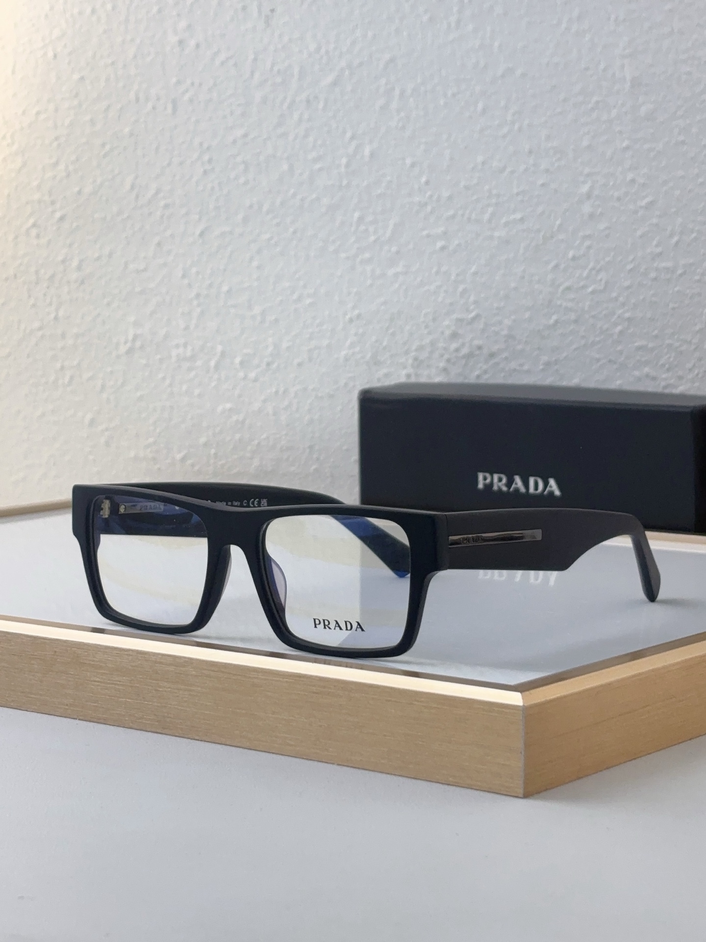 Prada Black Acetate Square Optical Glasses (Model: PR6666O)