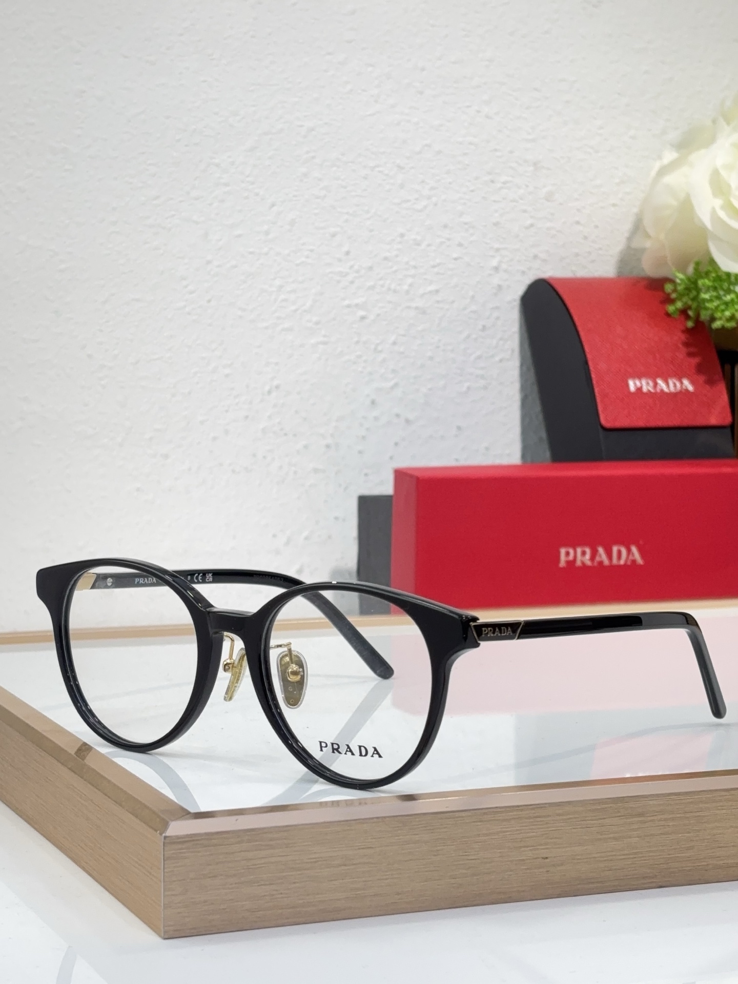 Prada Black Acetate Round Optical Glasses (Model: PR1234O)