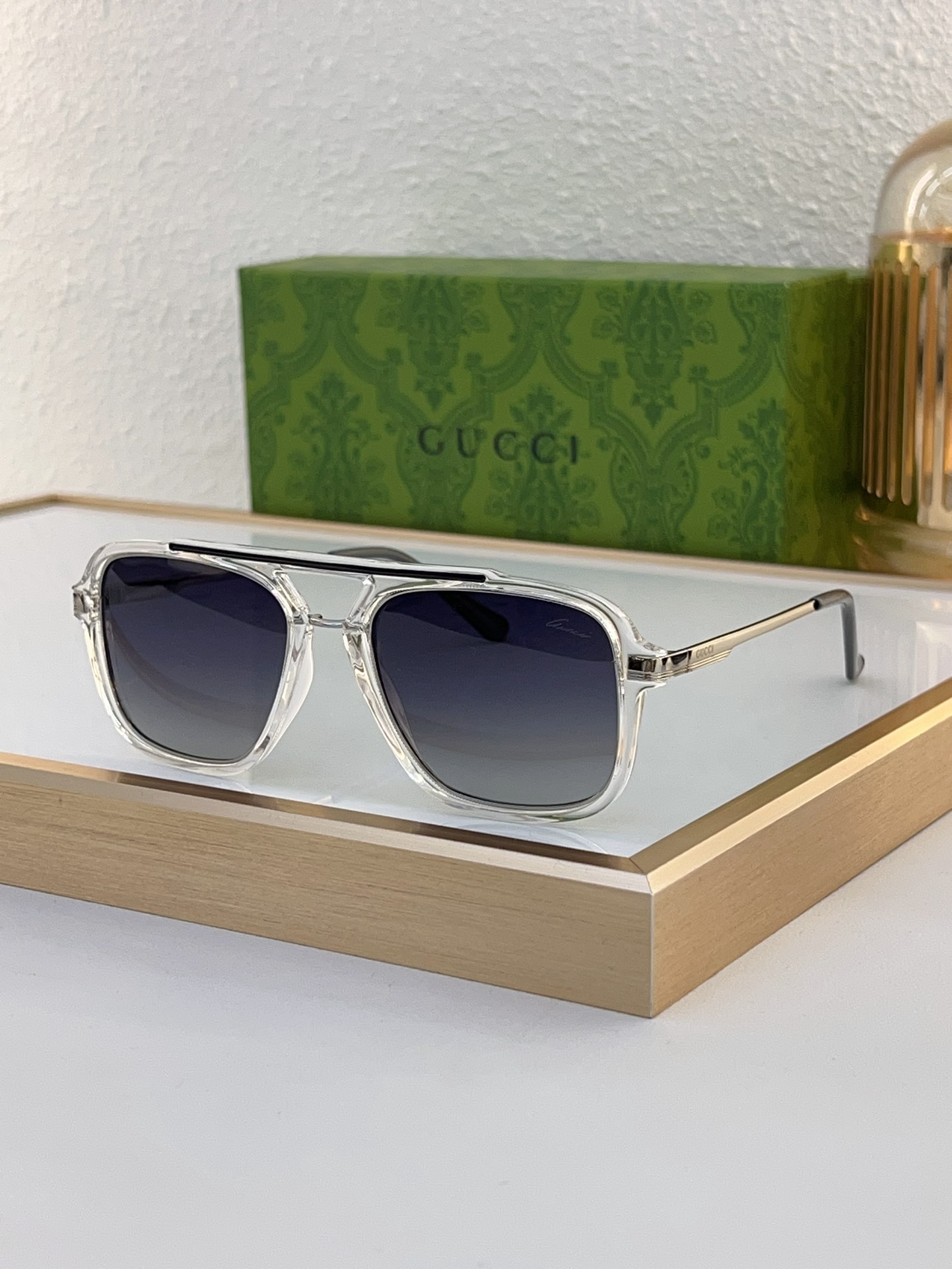 Gucci Black Acetate Aviator Sunglasses with Gradient Lenses (Model: GG1612S)
