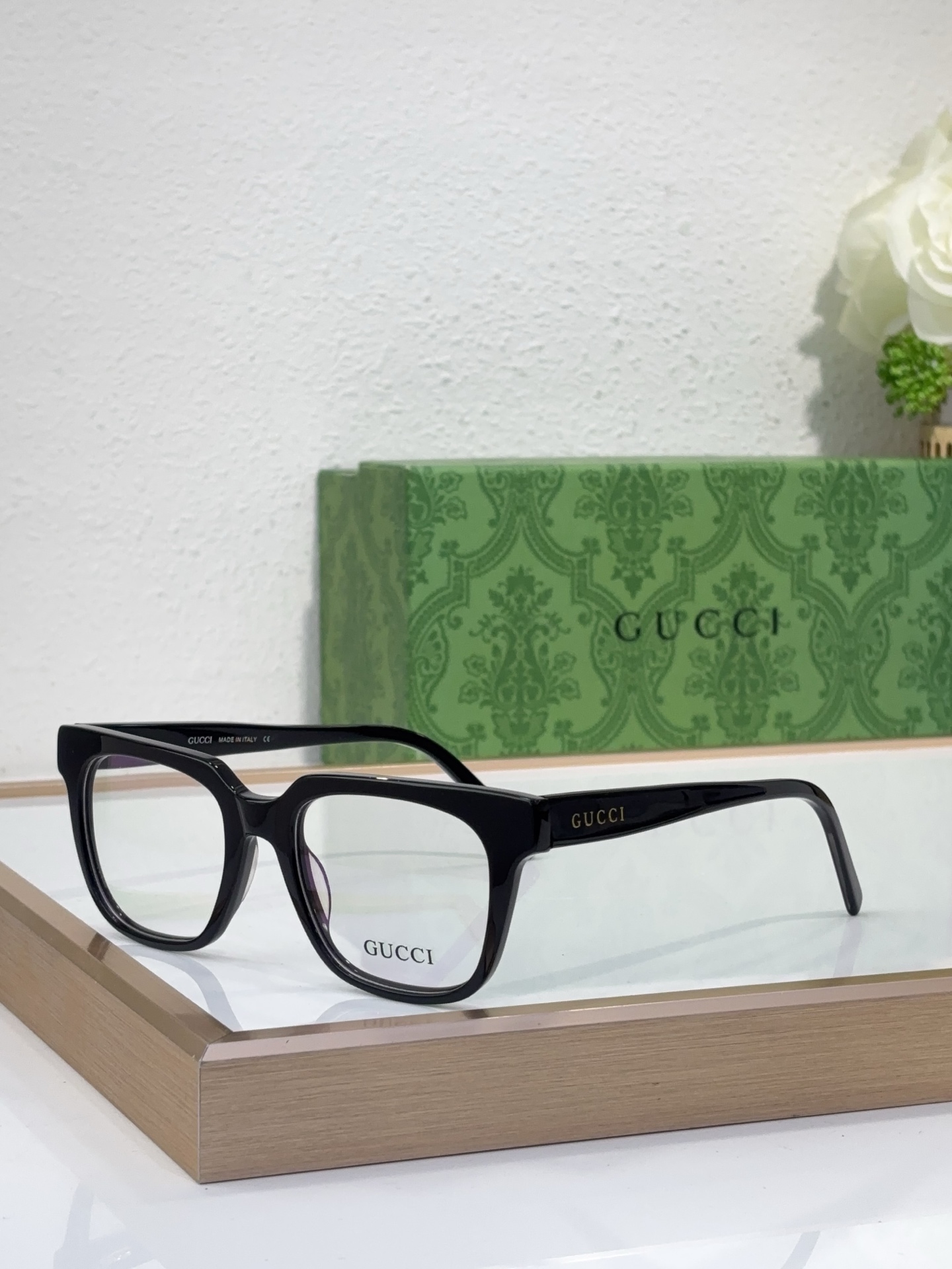 Gucci Black Acetate Square Optical Frames (Model: GG0911O)
