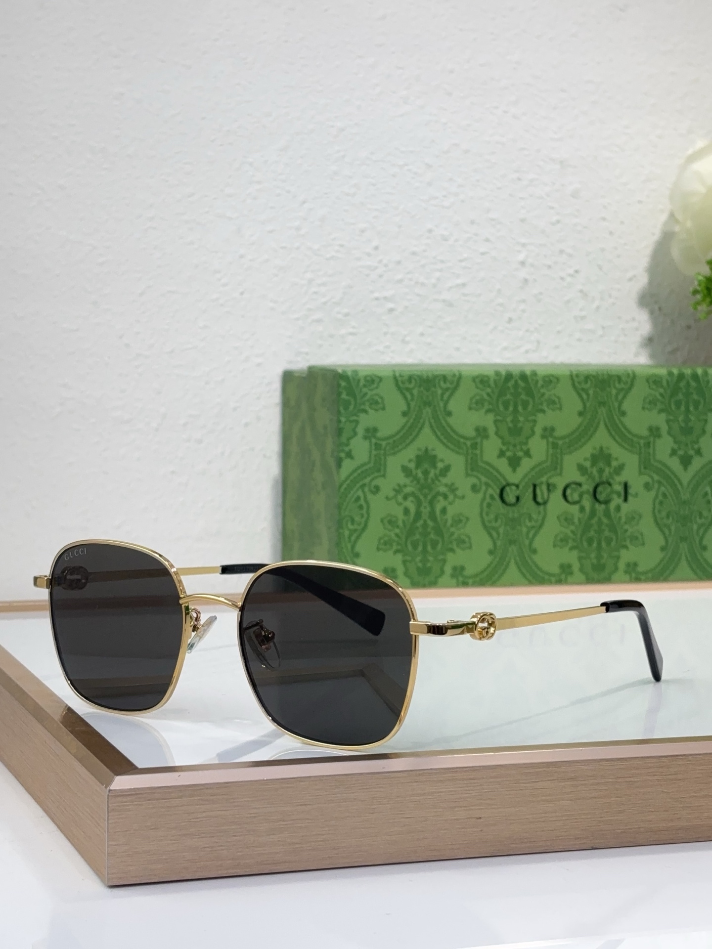 Gucci Gold - Tone Metal Square Sunglasses (Model: GG1602S)