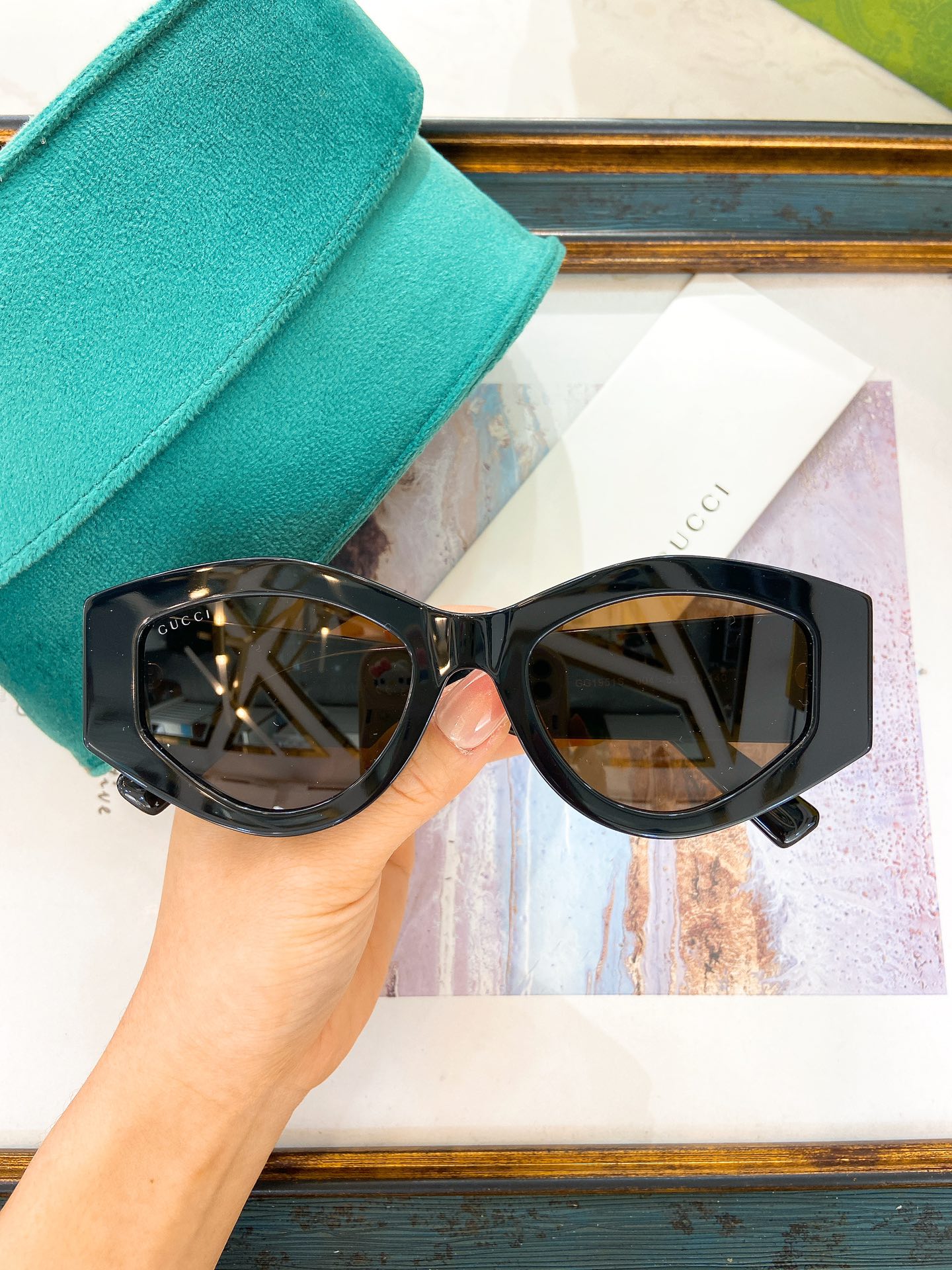 Gucci Black Acetate Geometric Sunglasses (Model: GG1354S)