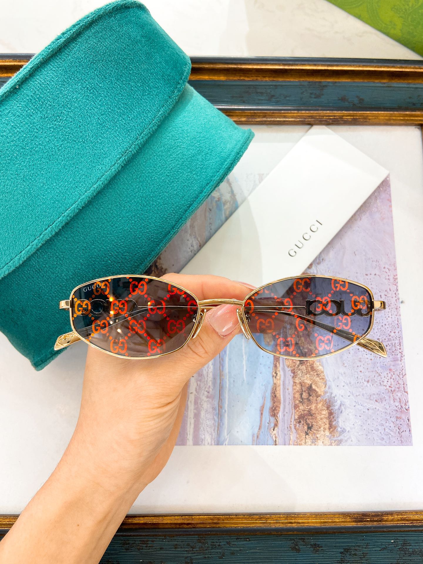 Gucci Gold - Tone Oval Metal Sunglasses (Model: GG1302S)