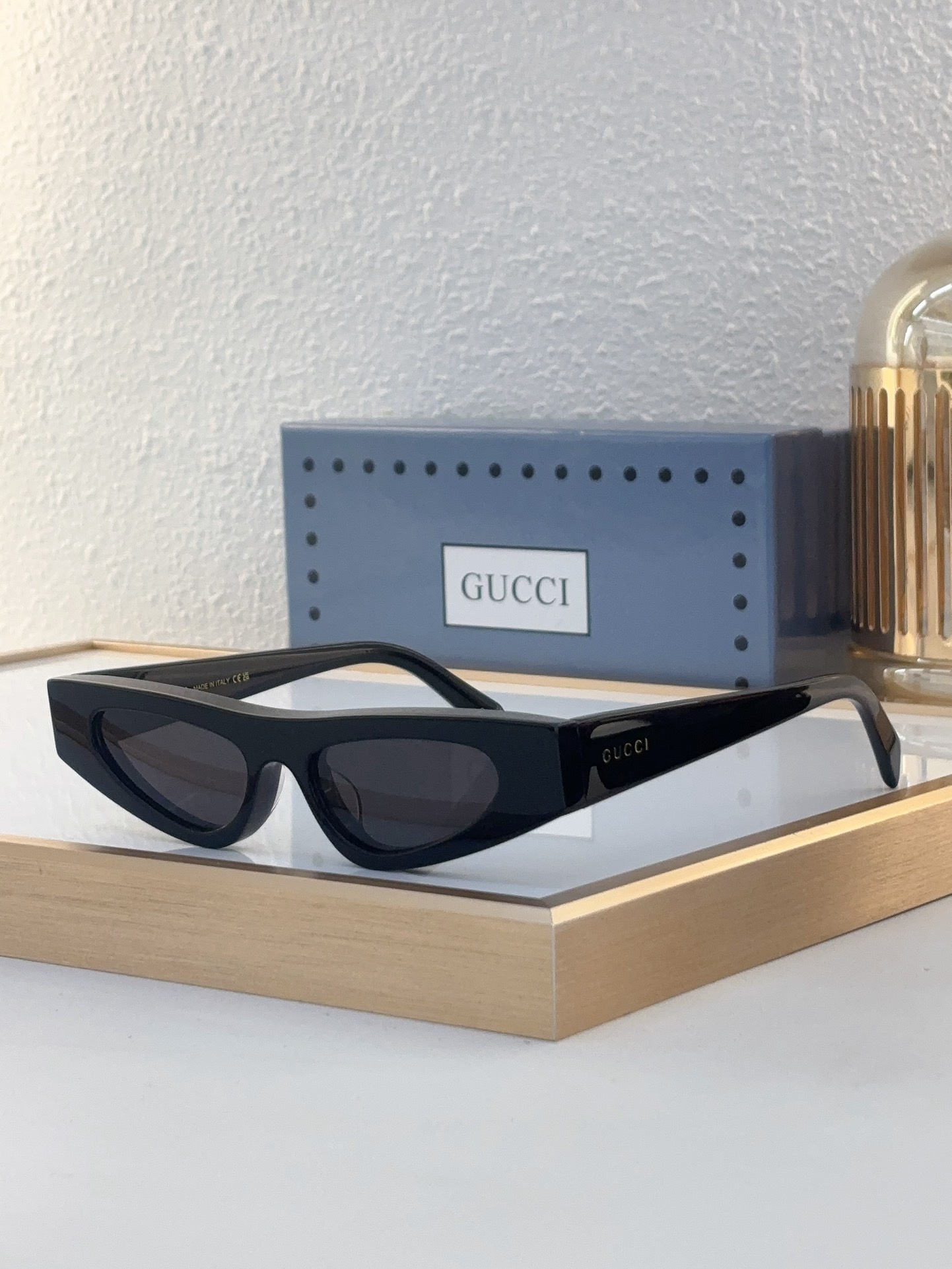 Gucci Cat - Eye Tortoise - Effect Acetate Sunglasses with Brown Lenses & Branded Temple Accents (Model: GG1273S)