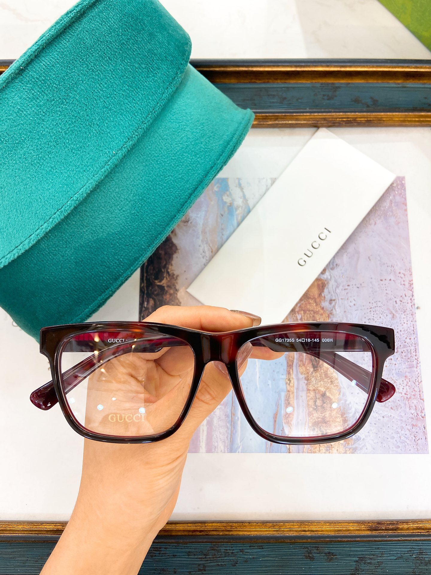 Gucci Square Burgundy Acetate Optical Eyeglasses (Model: GQ1735S)
