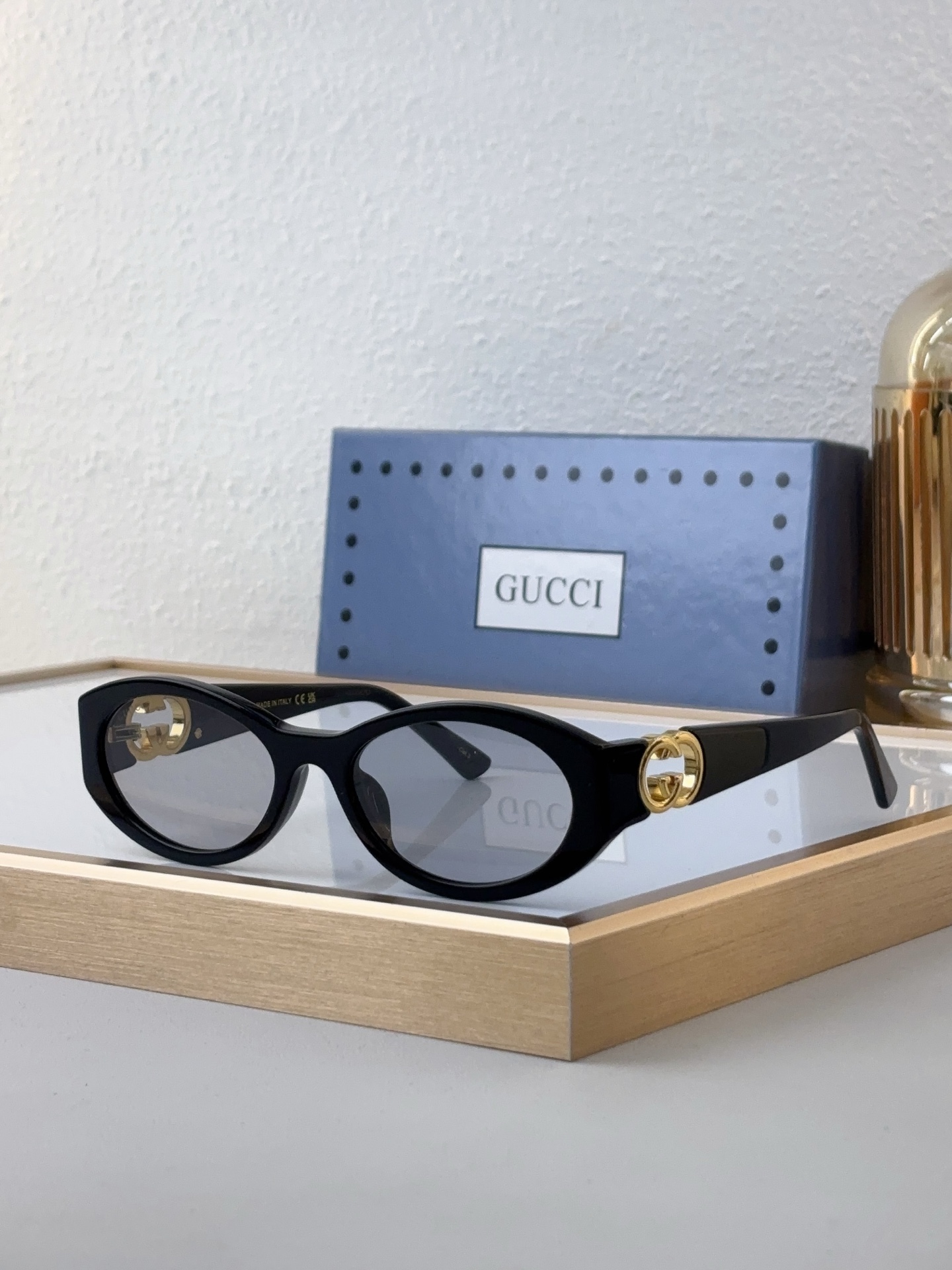 Gucci Oval Burgundy Acetate Sunglasses with Silver - Tone Double G Accents (Model: GG4300S)