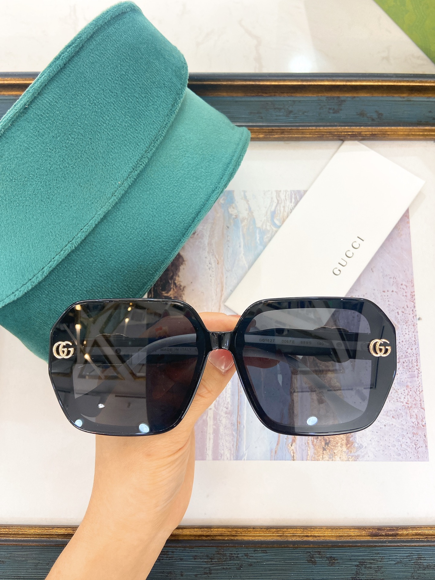 Gucci Hexagonal Sunglasses with Gold - Tone Double G Accents (Model: GG1900S)