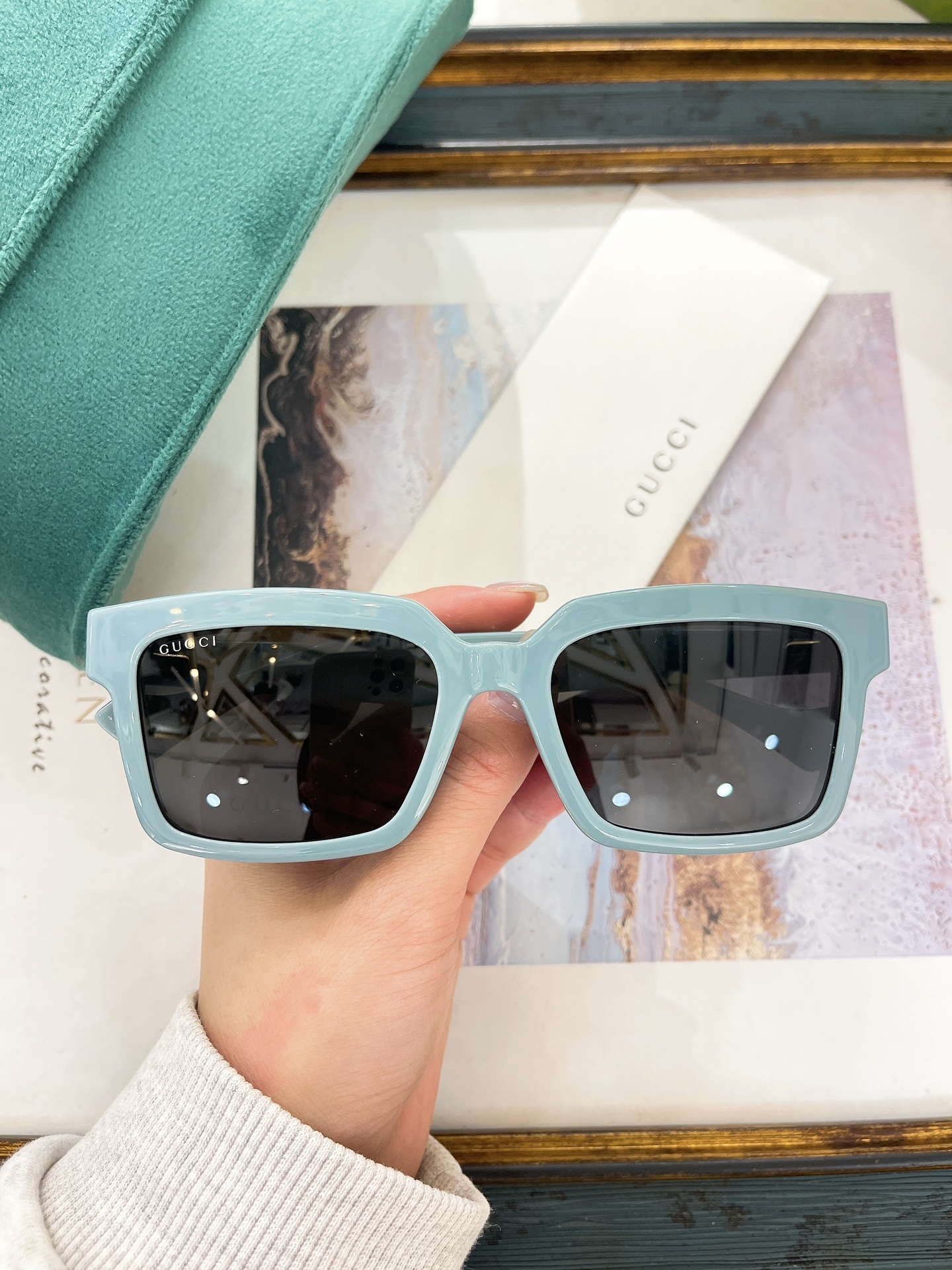 Gucci Square - Frame Sunglasses in Light Blue Acetate (Model: GG1275S)
