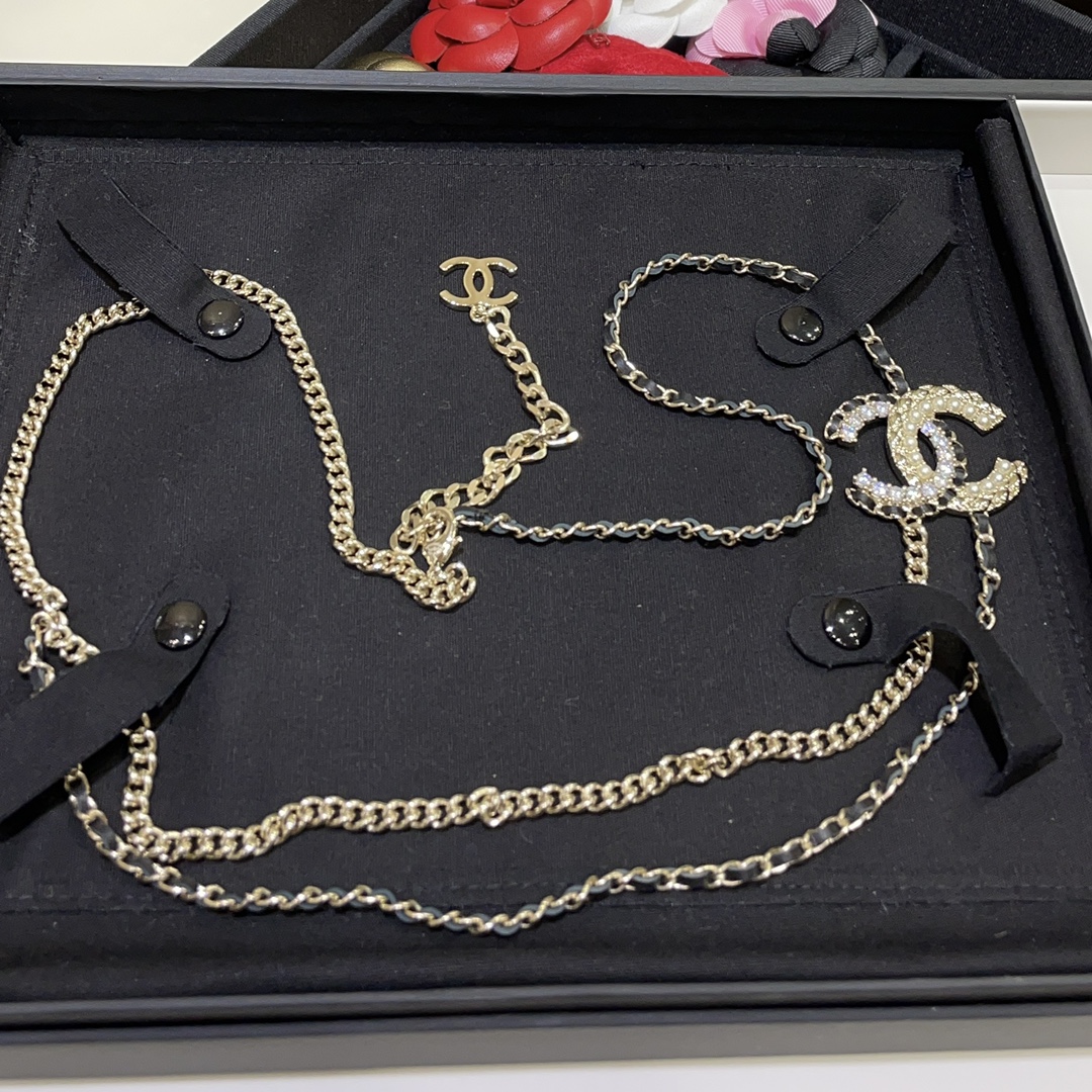 Chanel Gold - Tone Chain Belt with Crystal - Embellished CC Logo
