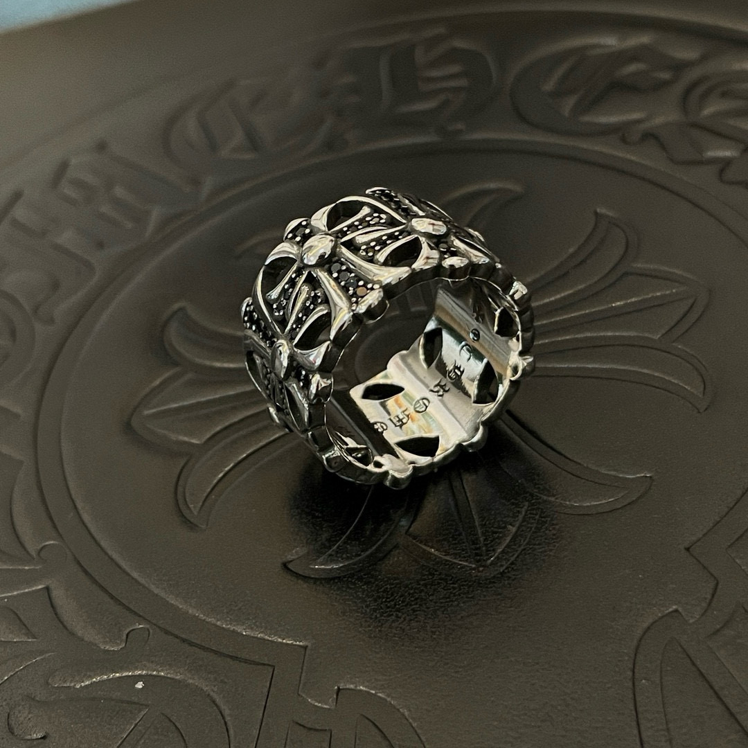 Chrome Hearts 925 Sterling Silver Cross - Filigree Ring