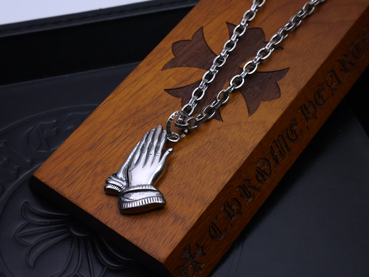 Chrome Hearts 925 Silver Praying Hands Pendant Necklace