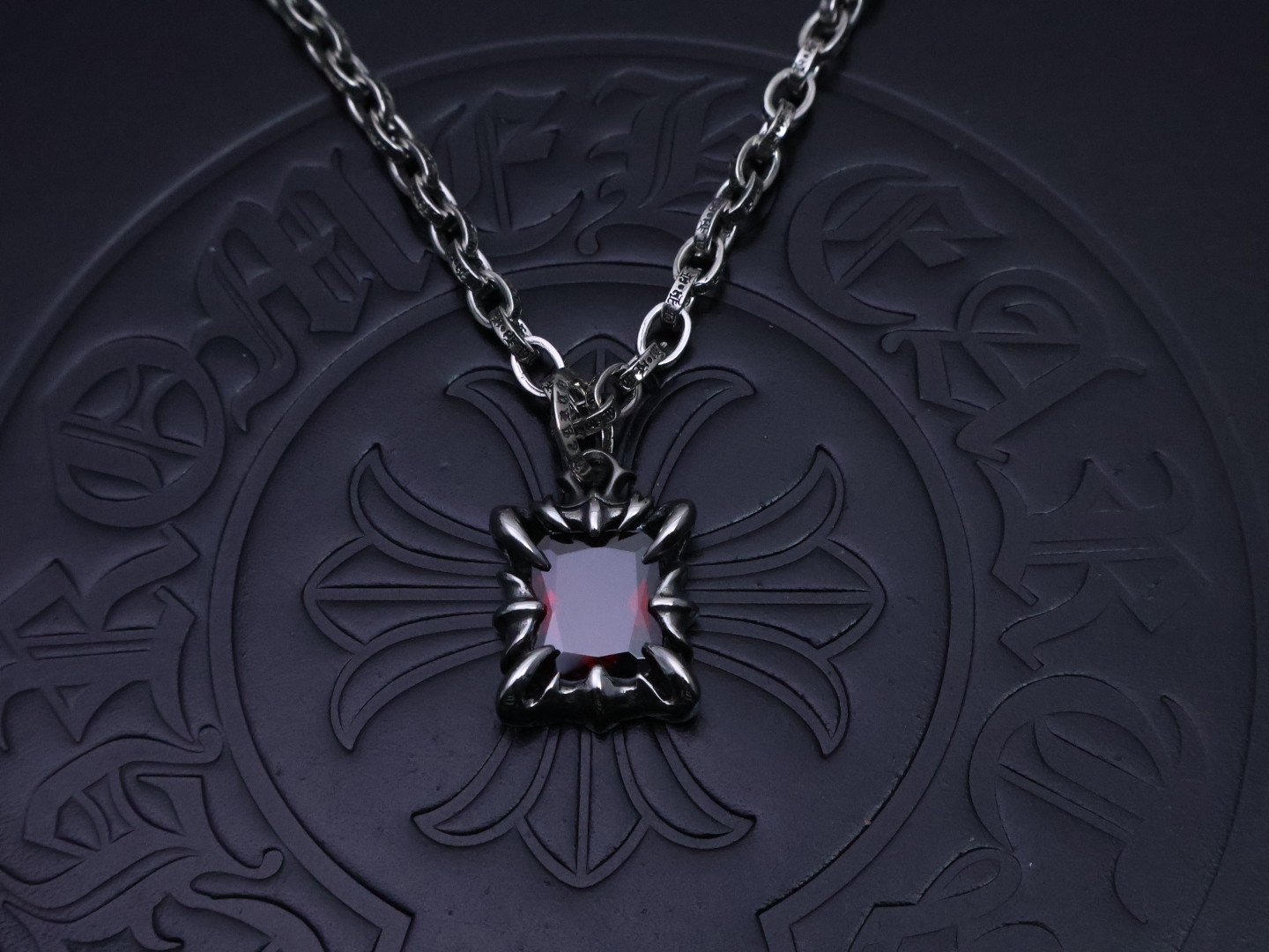 Chrome Hearts 925 Silver Engraved Deity Pendant Necklace