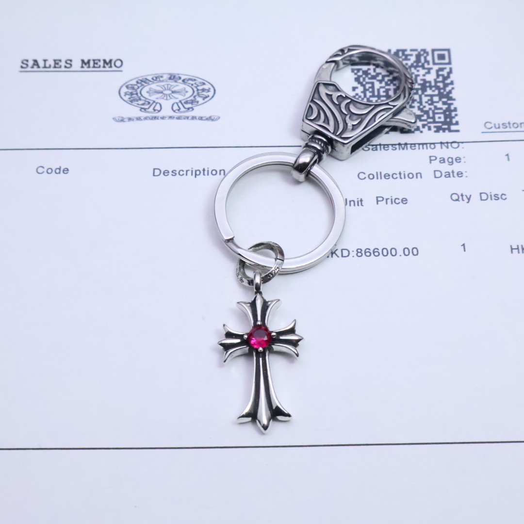 Chrome Hearts 925 Silver Cross - Shaped Keychain