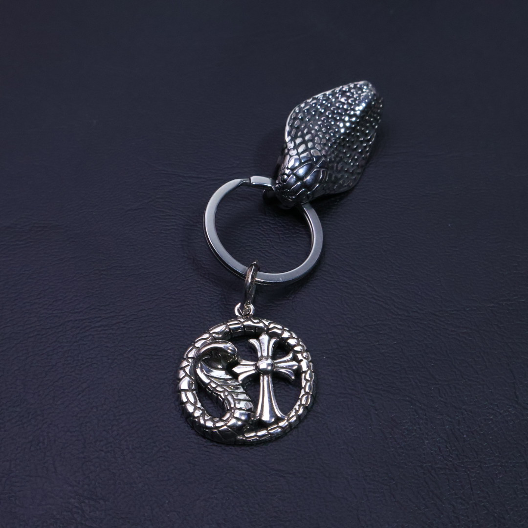 Chrome Hearts - Inspired 925 Silver Snake & Cross Keychain