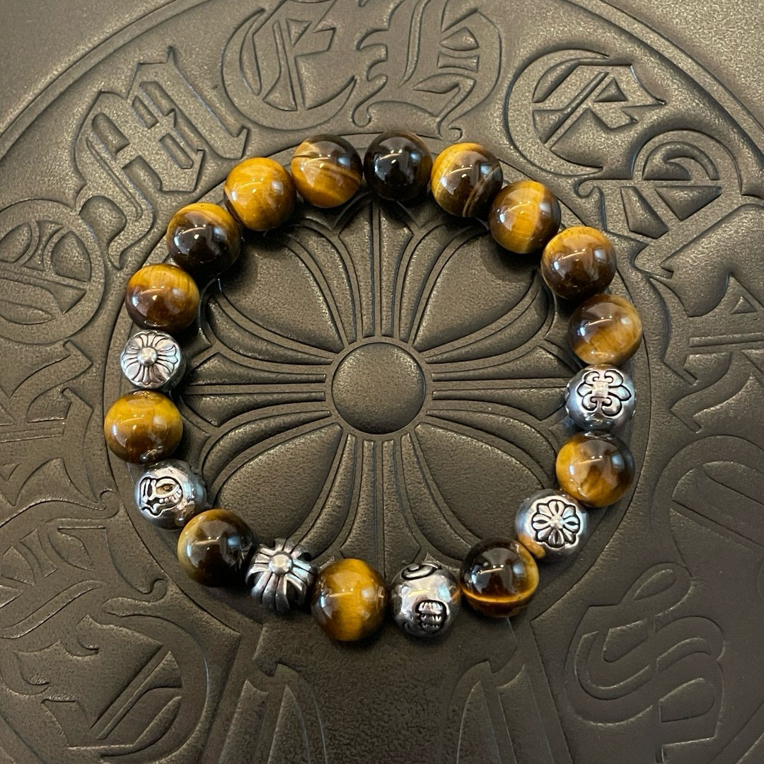 Chrome Hearts 925S Silver - Accented Tiger's Eye Bead Bracelet CH - SATEB427