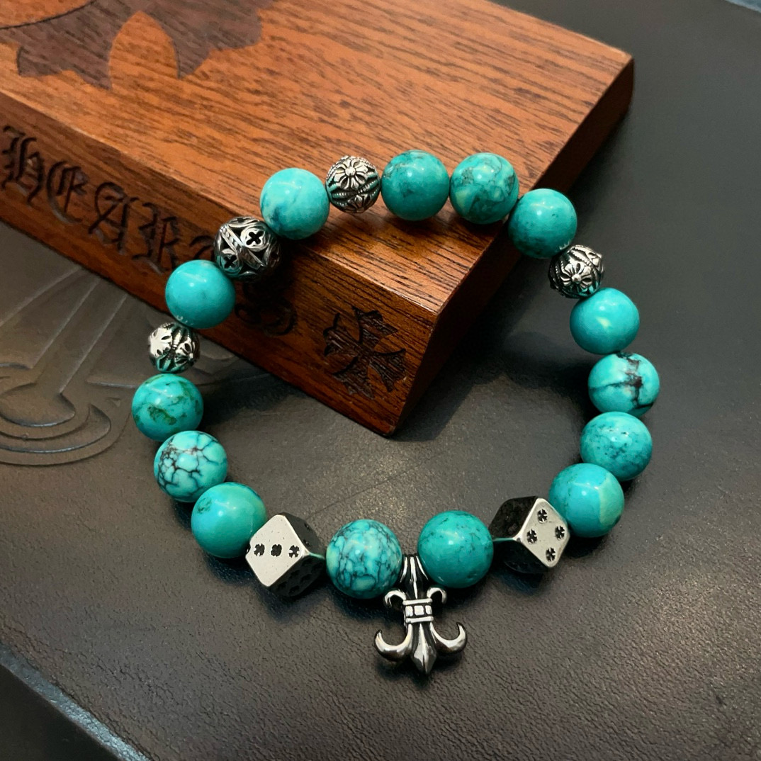 Chrome Hearts 925S Silver - Accented Turquoise Bead Bracelet CH - SATB422