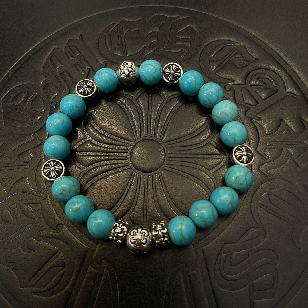 Chrome Hearts 925S Silver - Accented Turquoise Bead Bracelet CH - SATQB387